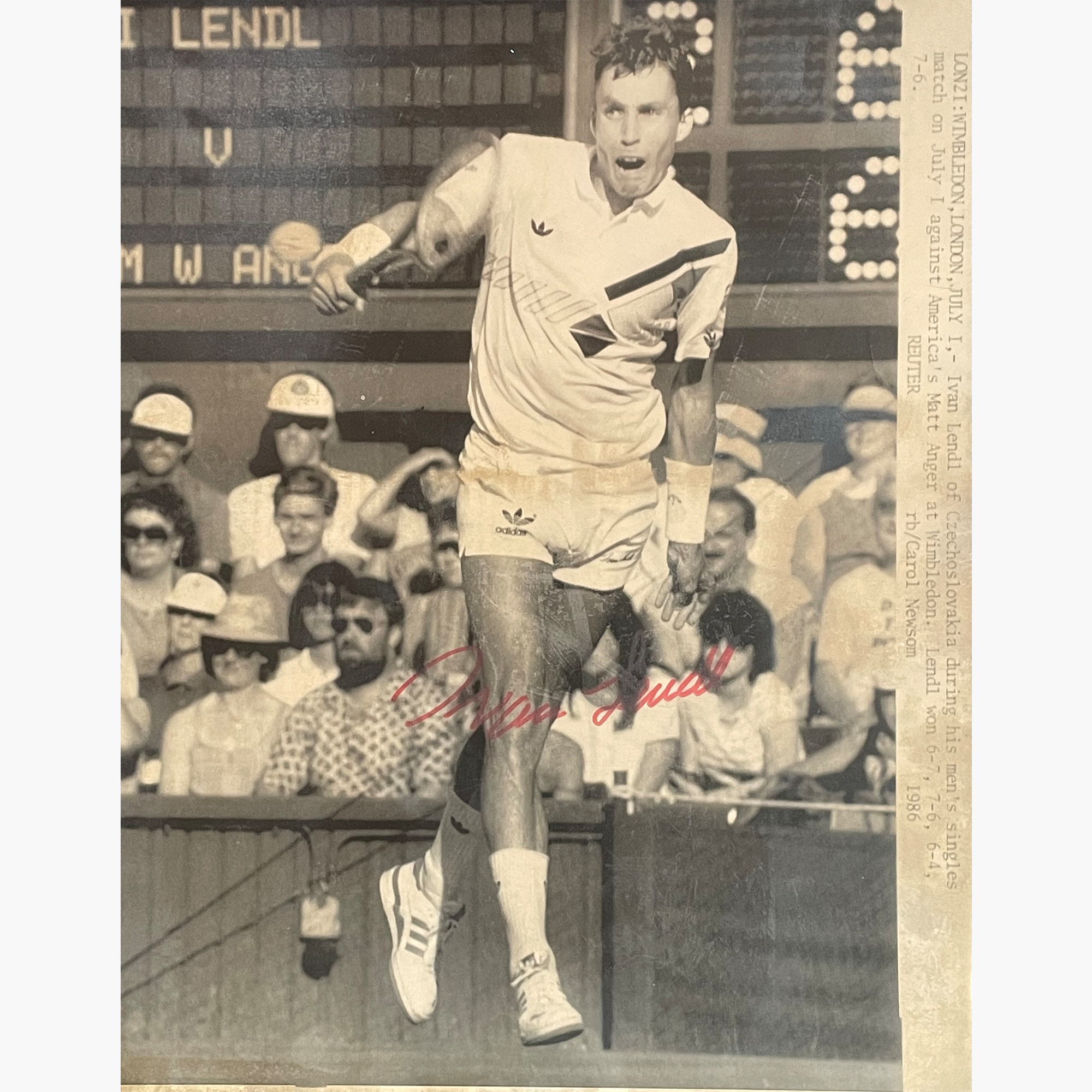 Ivan Lendl - Signed 26cm x 20.2cm Black & White Action Press Photo