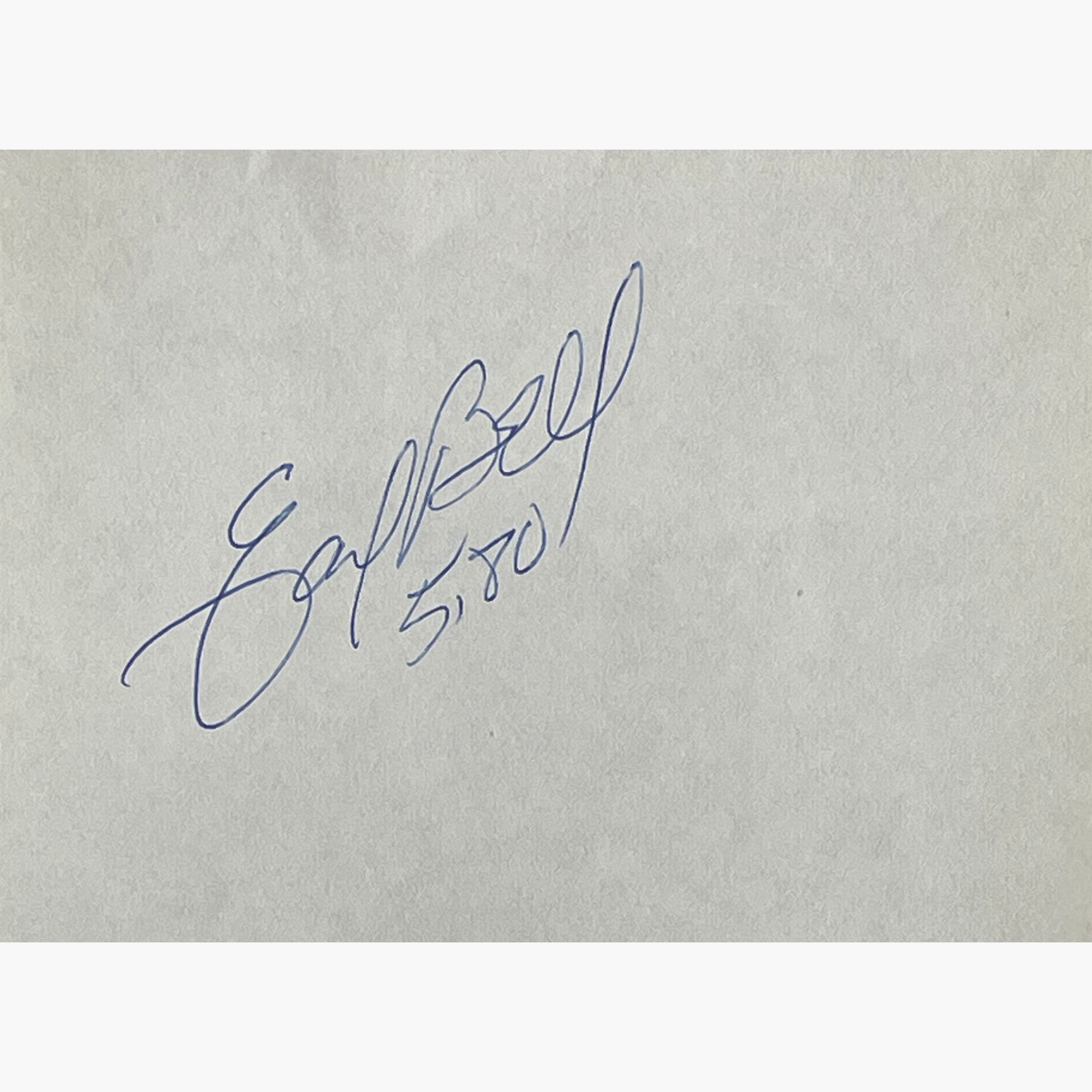 Earl Bell– Signed 13cm x 10cm Slip of Paper