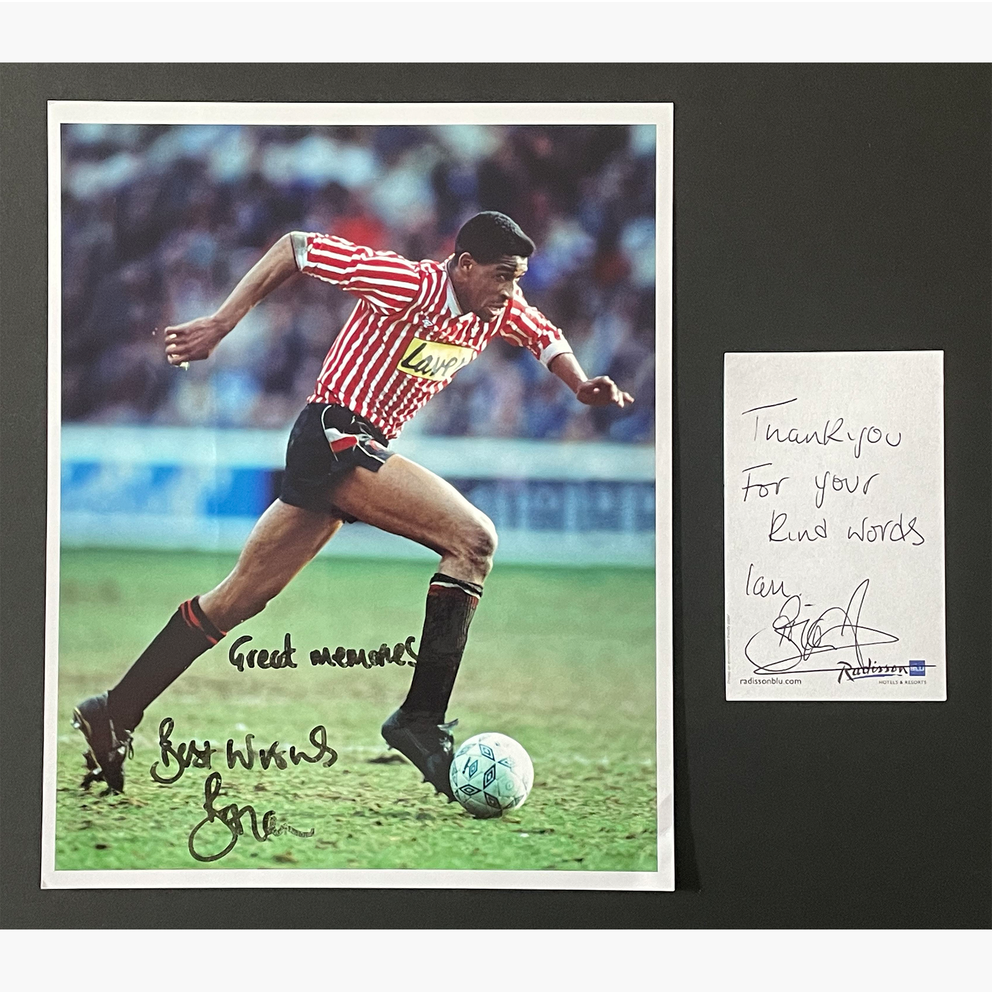 Brian Deane – Signed 25.5cm x 20.5cm Colour Action Photo + Personal Note