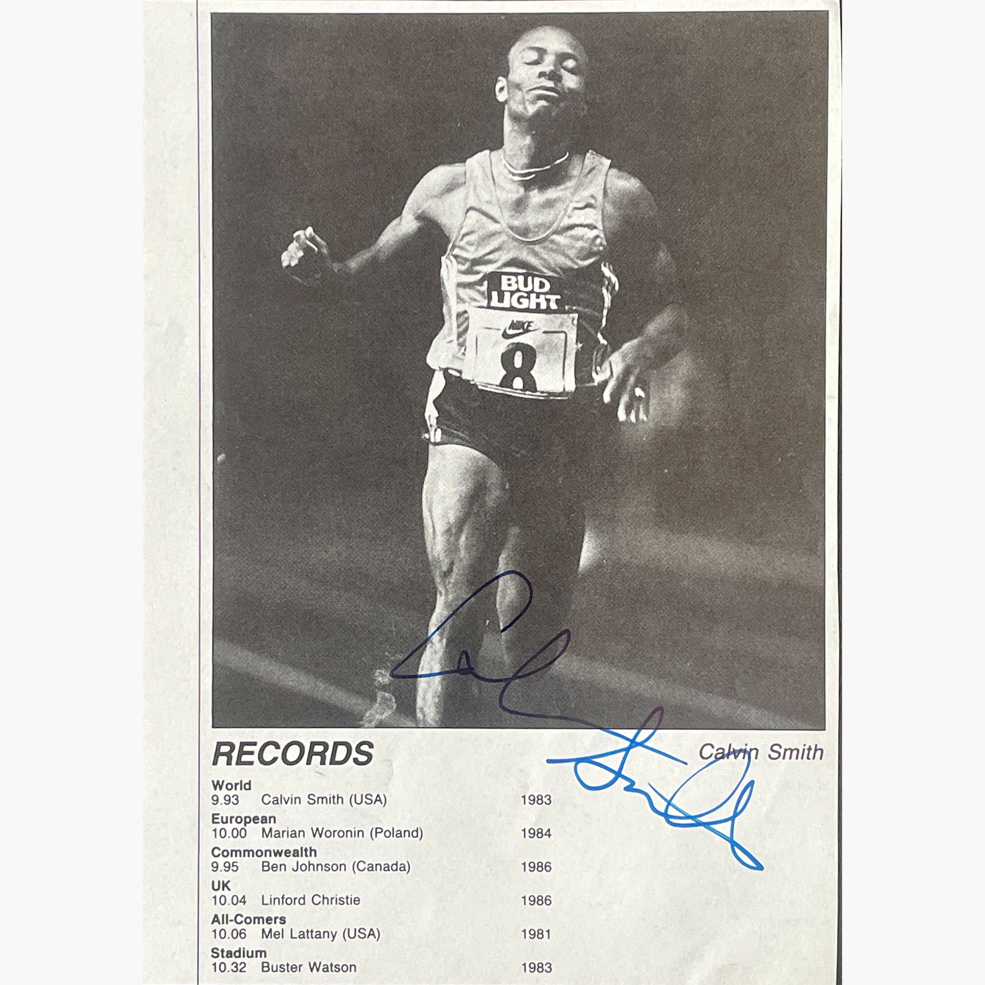 Calvin Smith – Signed 14.5cm x 10.2cm Black & White Action Magazine Picture