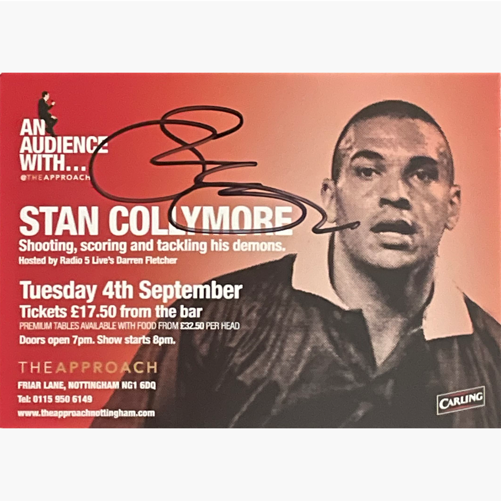 Stan Collymore – Signed 14.5cm x 10.3cm 'An Audience With' Card