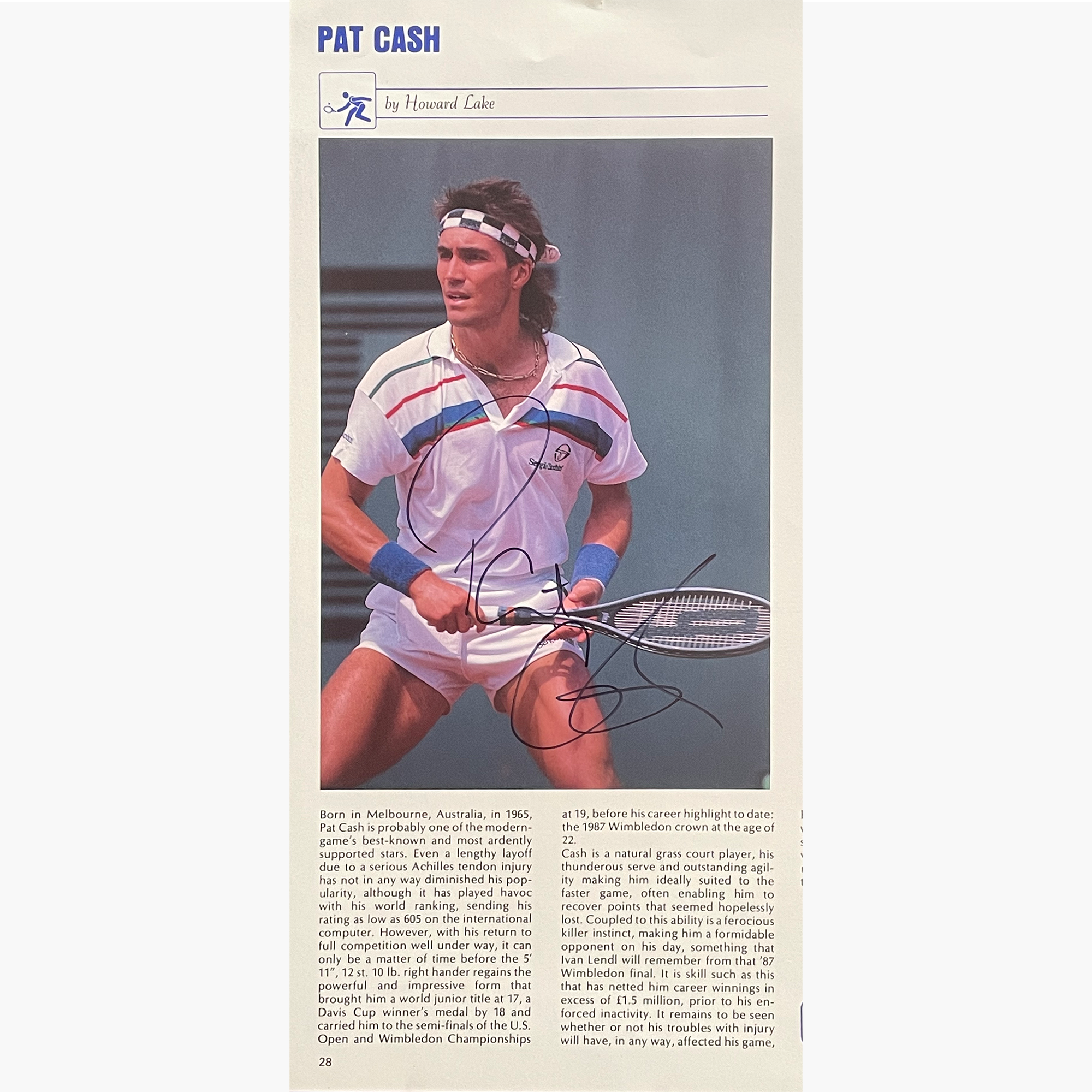 Pat Cash - Signed 30cm x 14cm Colour Magazine Picture