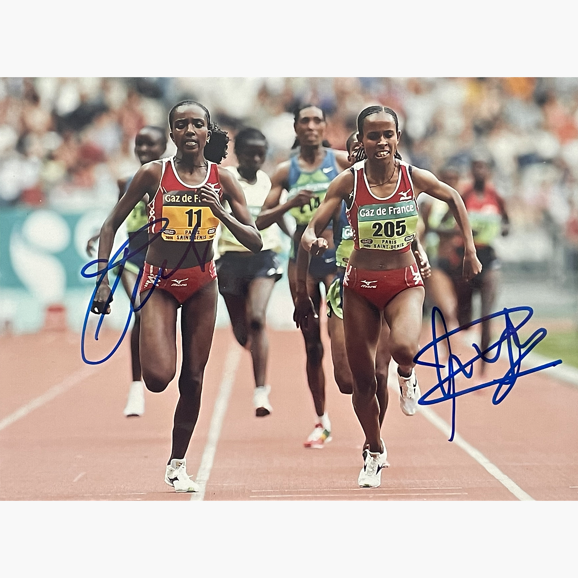 Meseret Defar & Tirunesh Dibaba – Signed 20.5cm x 15cm Colour Action Photo
