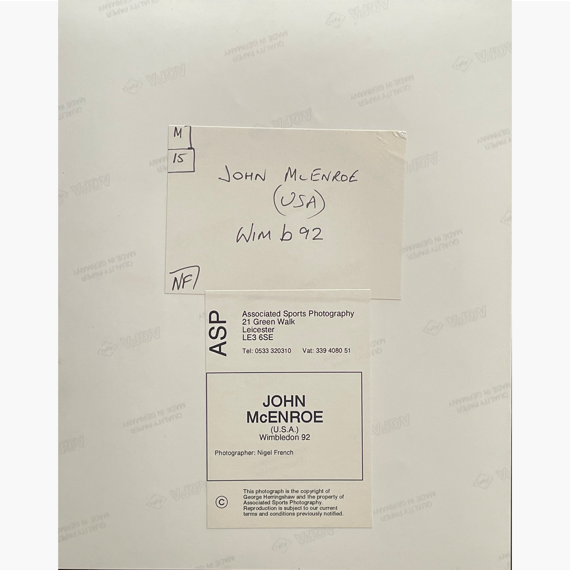 John McEnroe - Signed 25.5cm x 20.5cm Colour Action Press Photo