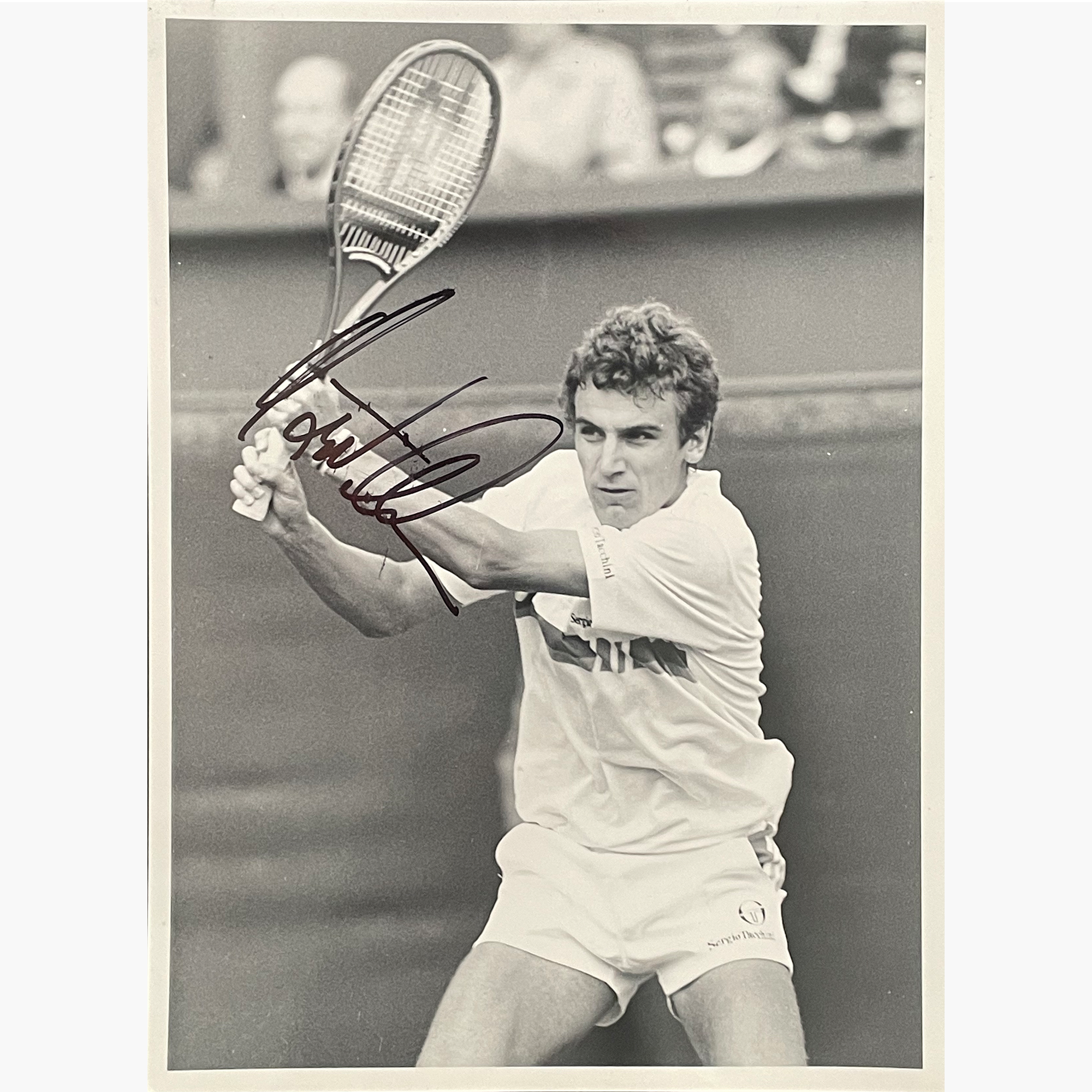 Mats Wilander - Signed 24cm x 18cm Black & White Action Press Photo