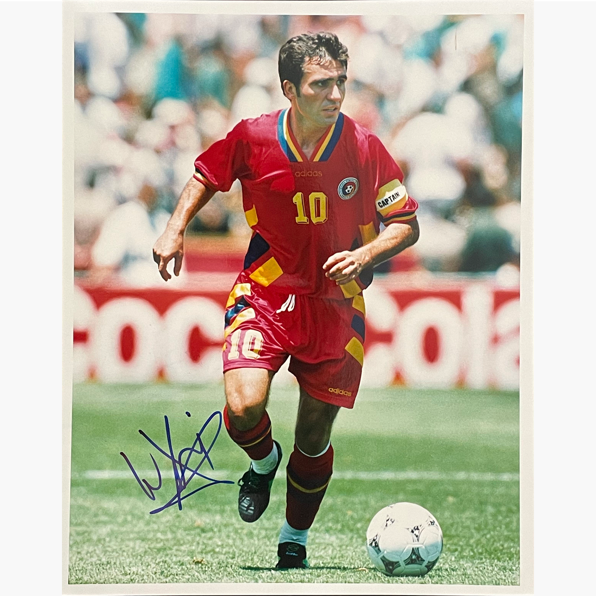 Gheorghe Hagi – Signed 25.5cm x 20.5cm Colour Action Press Photo