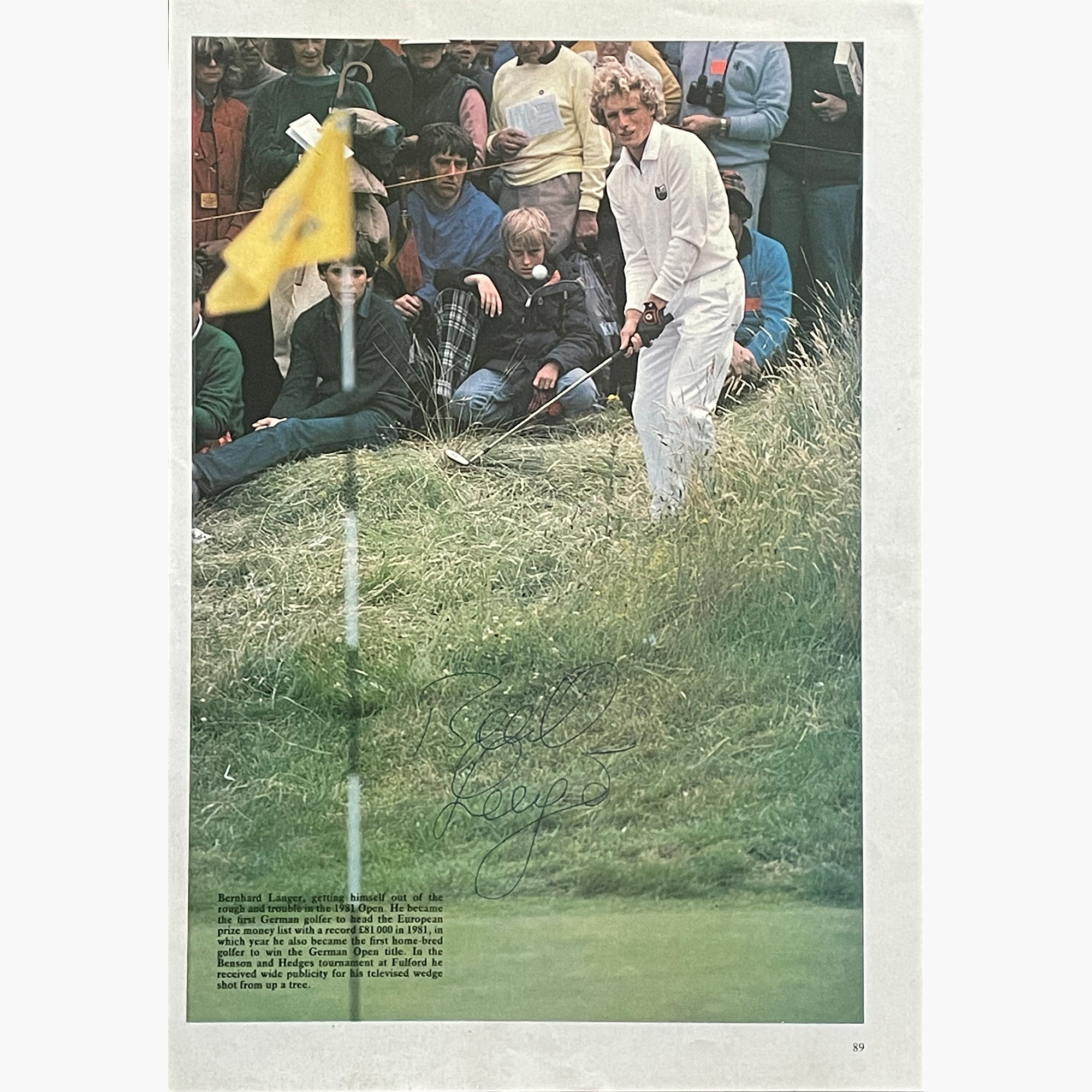 Bernhard Langer – Signed 29cm x 20cm Colour Action Magazine Picture