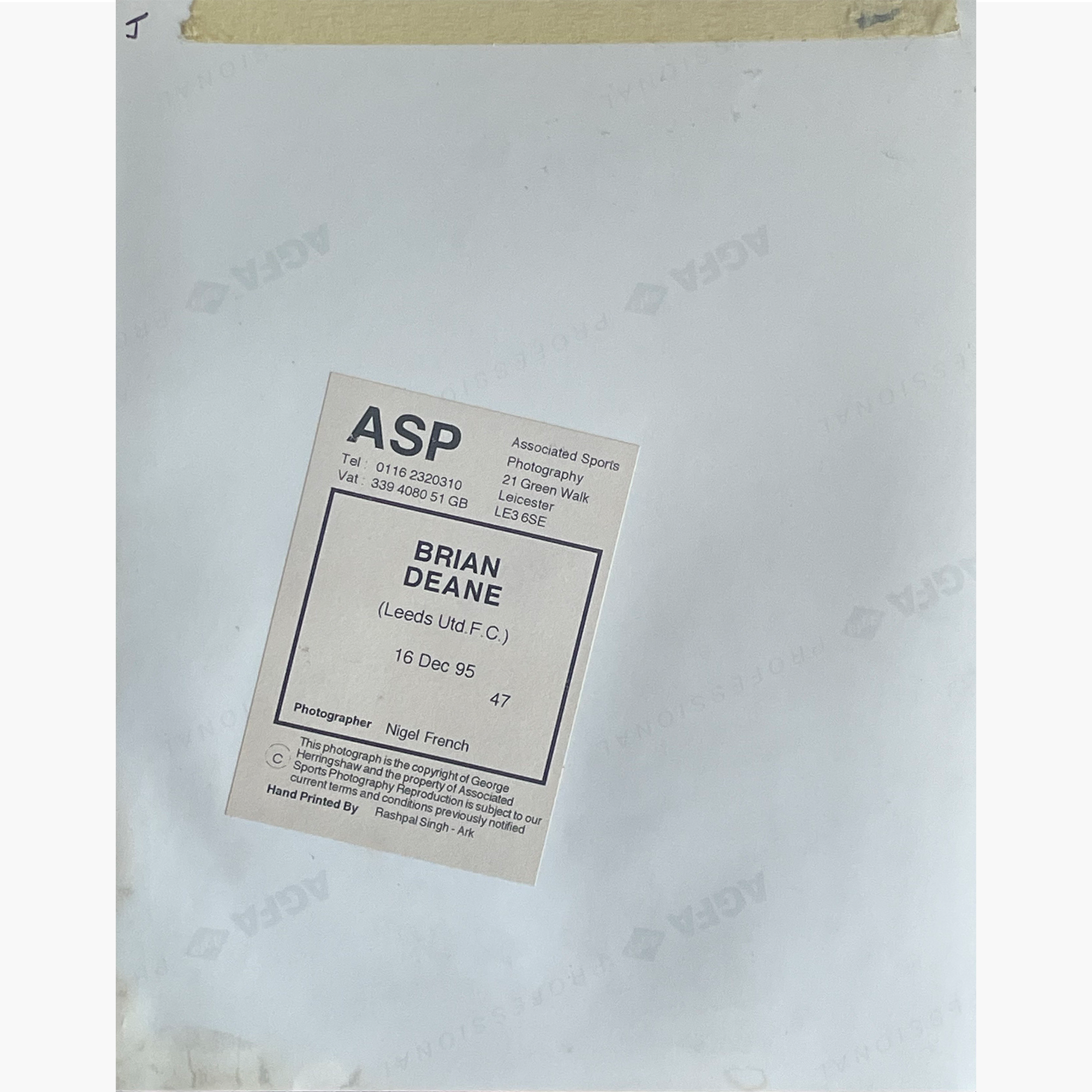 Brian Deane – Signed 25cm x 20cm Colour Action Press Photo