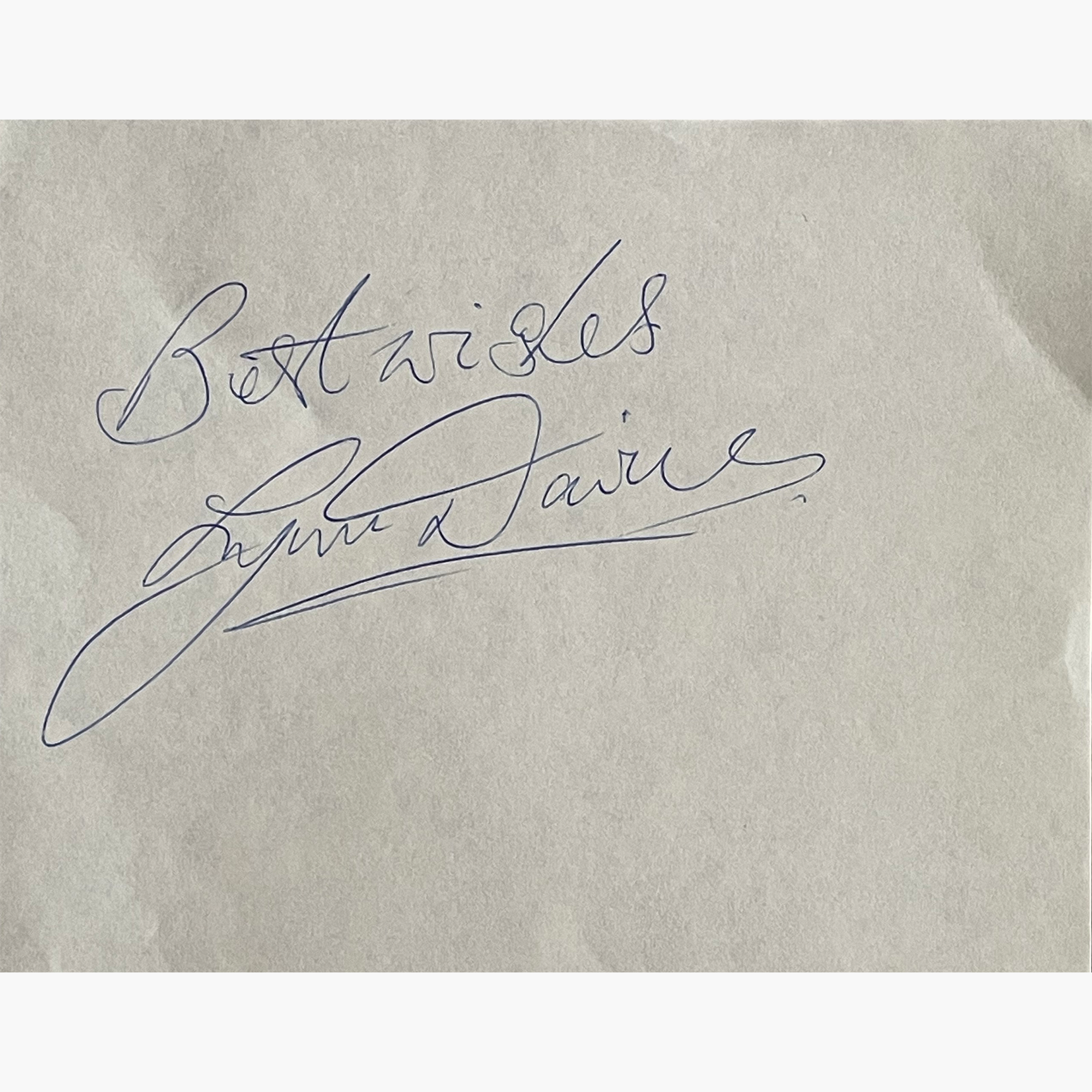 Lynne Davies – Signed 15cm x 10cm Slip of Paper