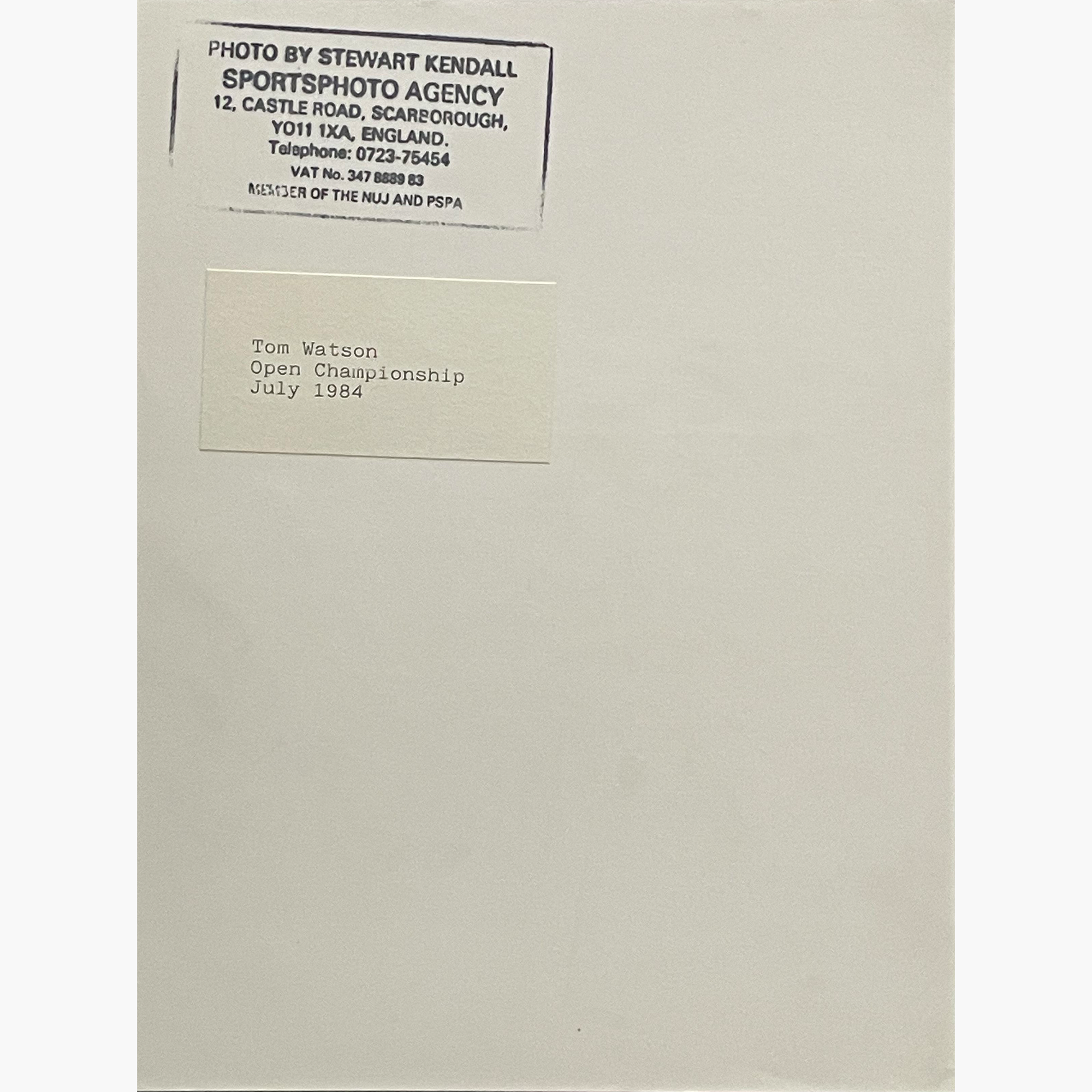 Tom Watson – Signed 21.5cm x 16.5cm Black & White Action Press Photo