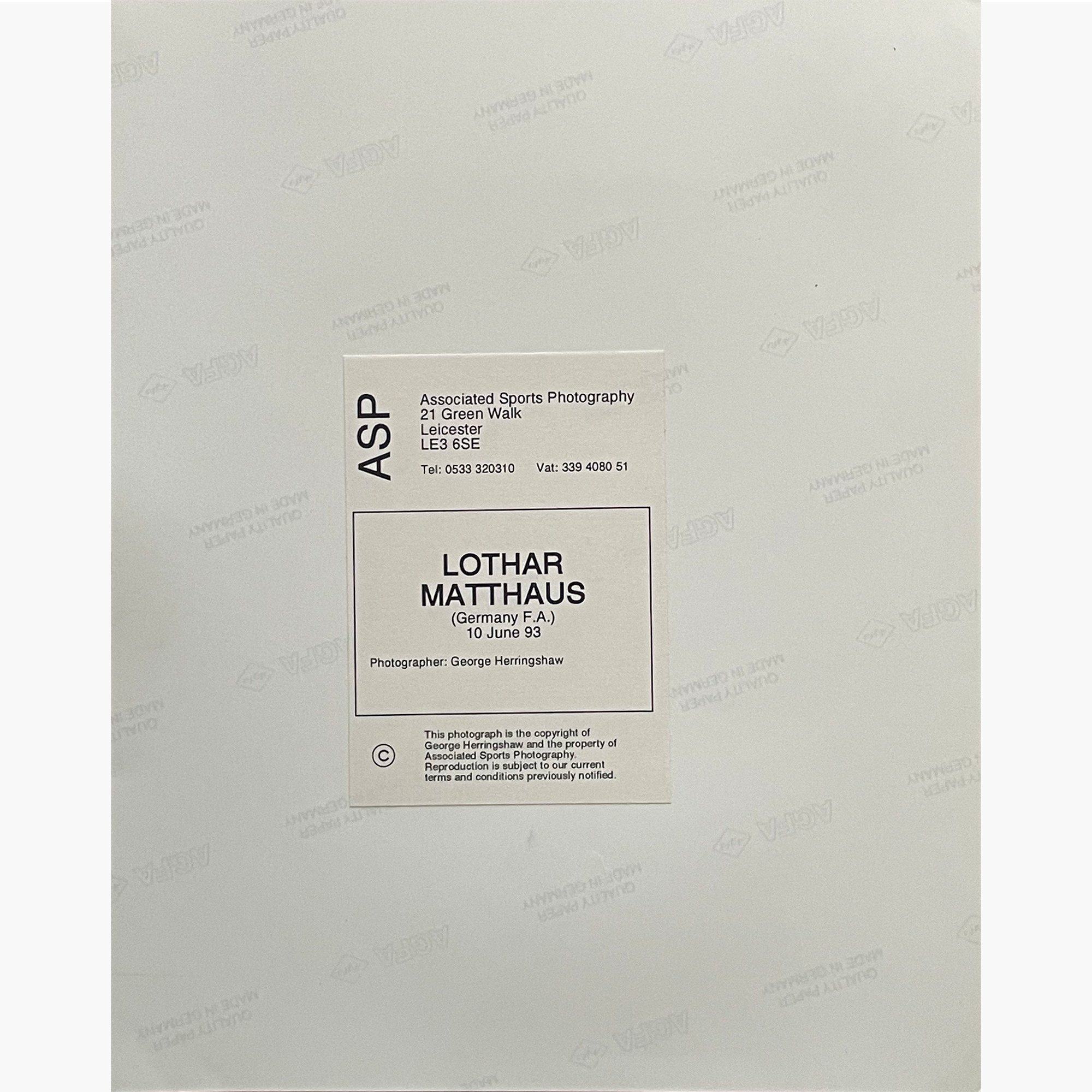 Lothar Matthaus – Signed 25.5cm x 20cm Colour Action Press Photo