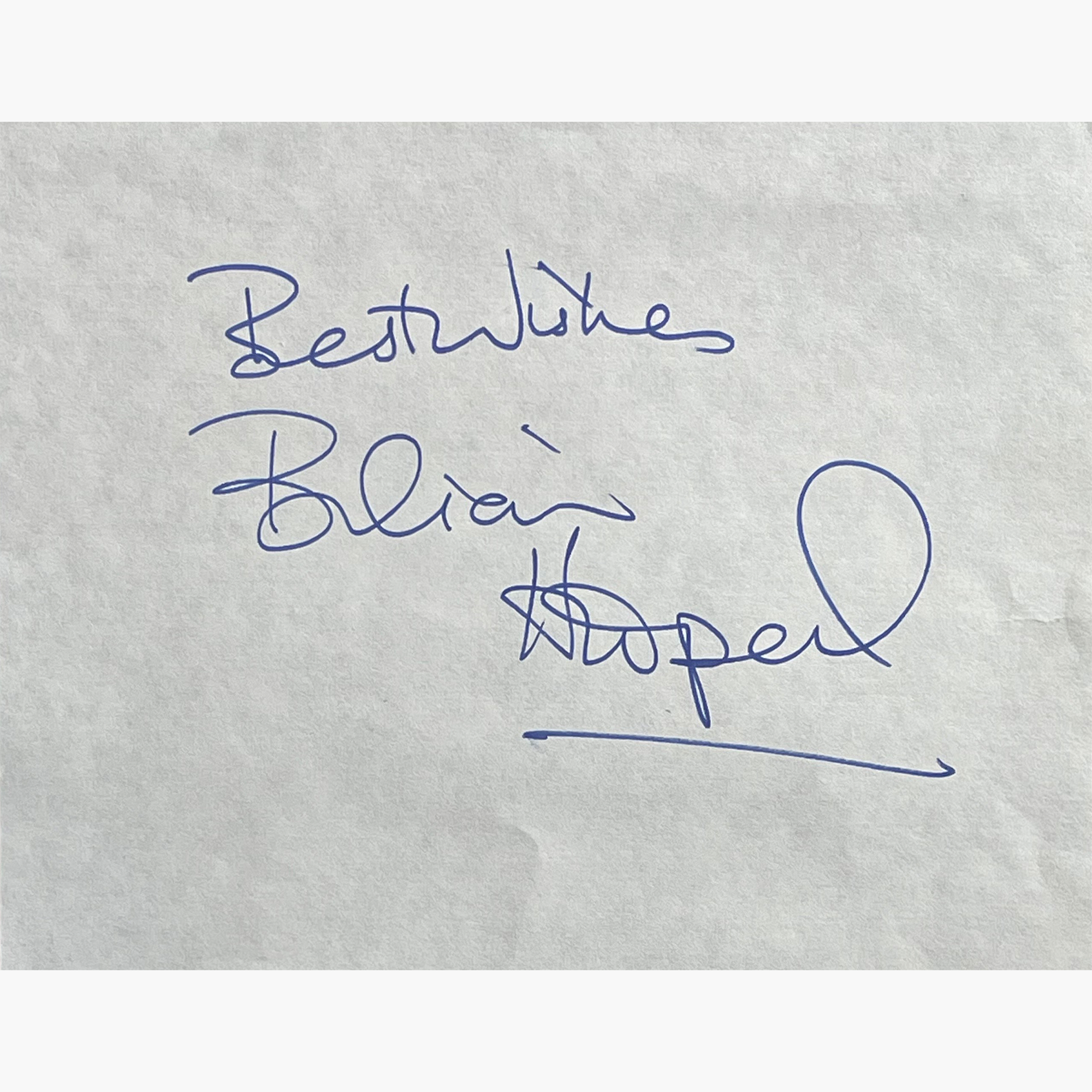 Brian Hooper– Signed 15cm x 11.5cm Slip Of Paper