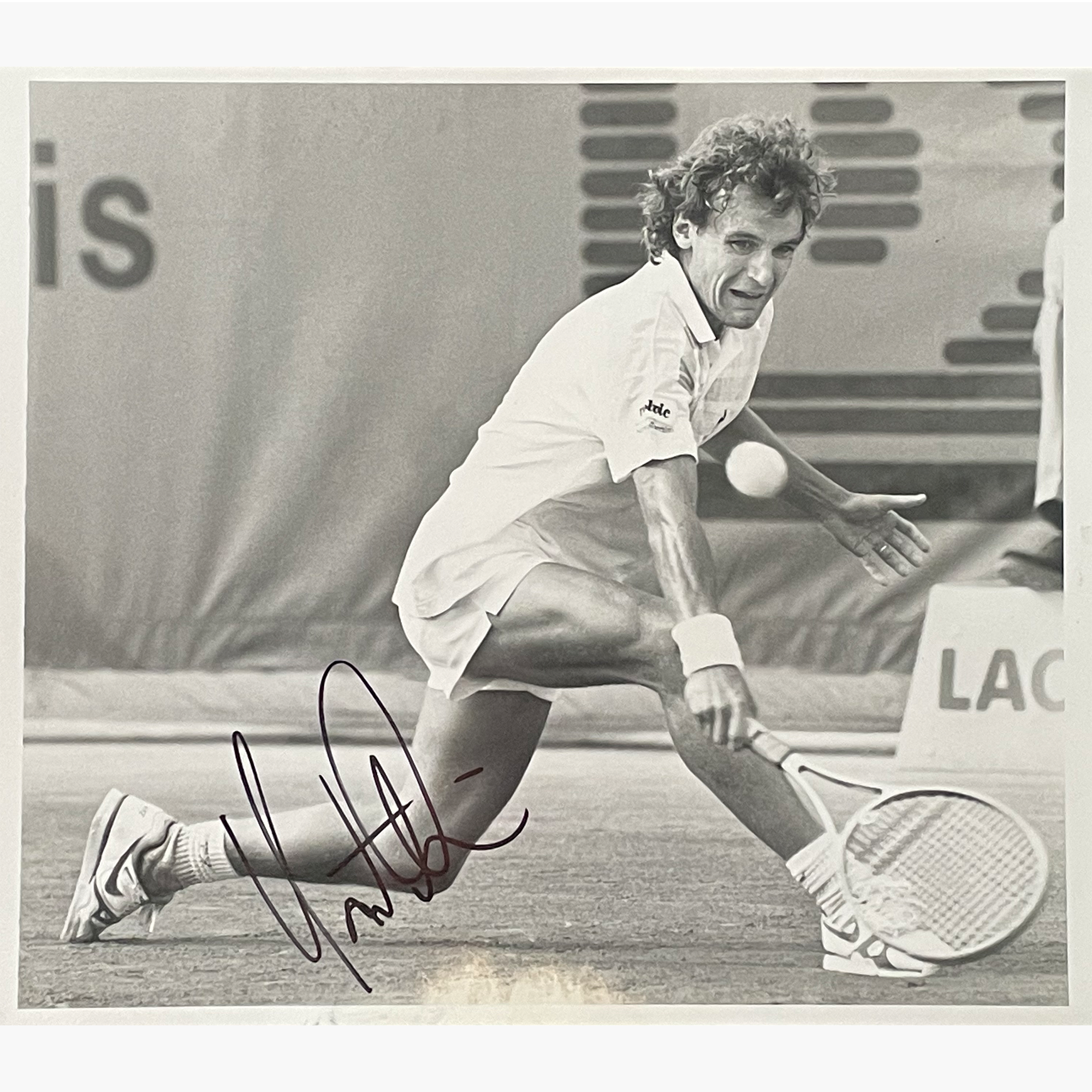 Mats Wilander - Signed 30cm x 20.5cm Black & White Action Press Photo