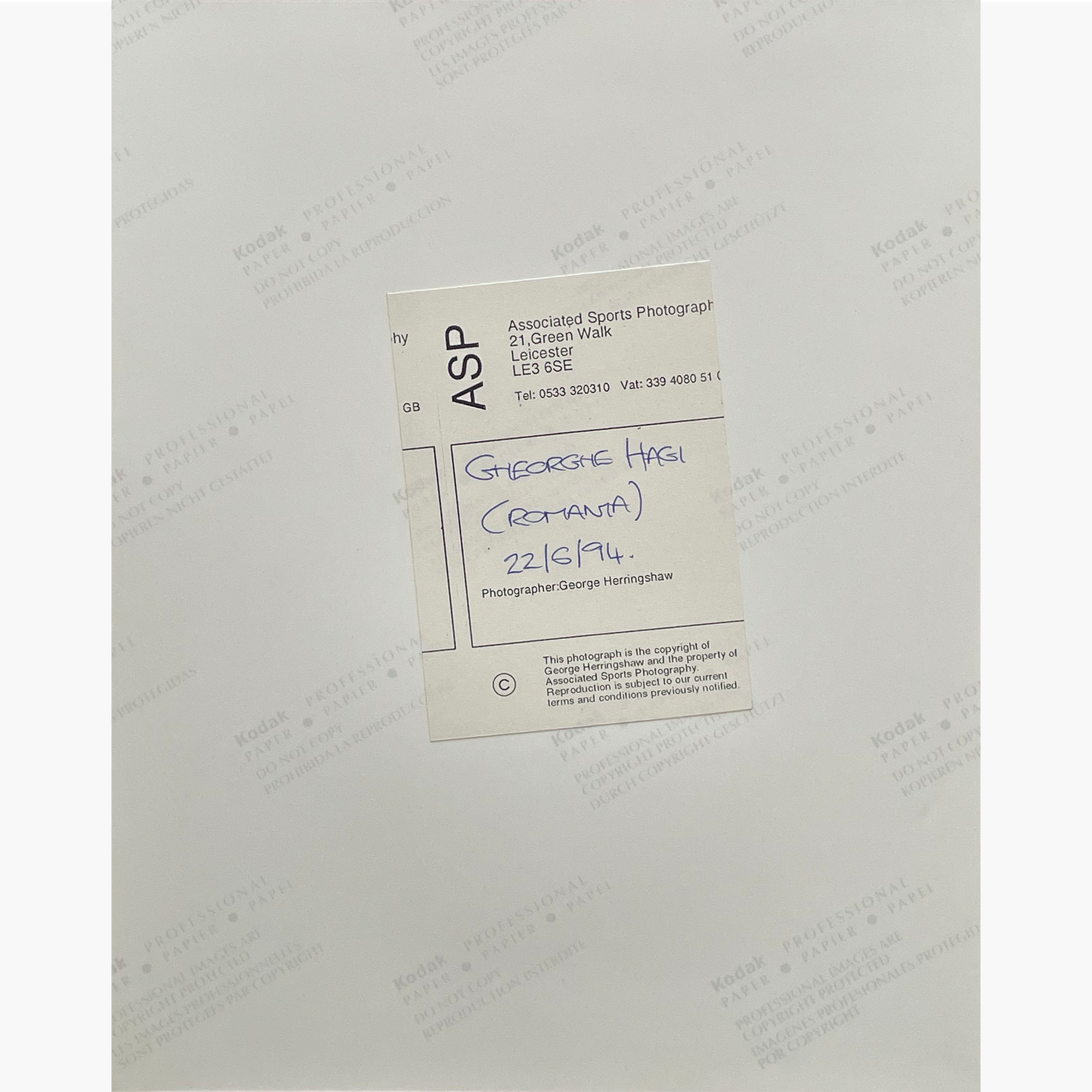 Gheorghe Hagi – Signed 25.5cm x 20.5cm Colour Action Press Photo