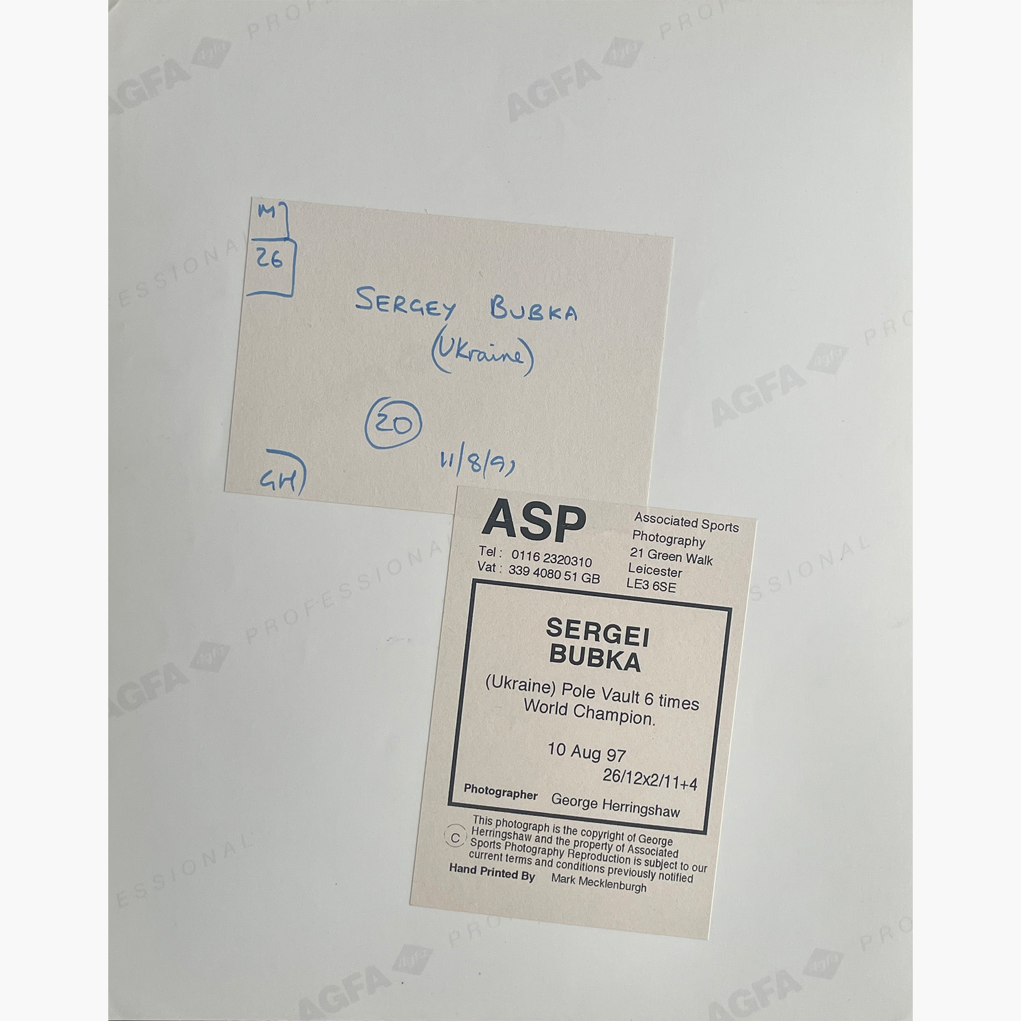 Sergey Bubka – Signed 25.2cm x 20.2cm Colour Action Press Photo
