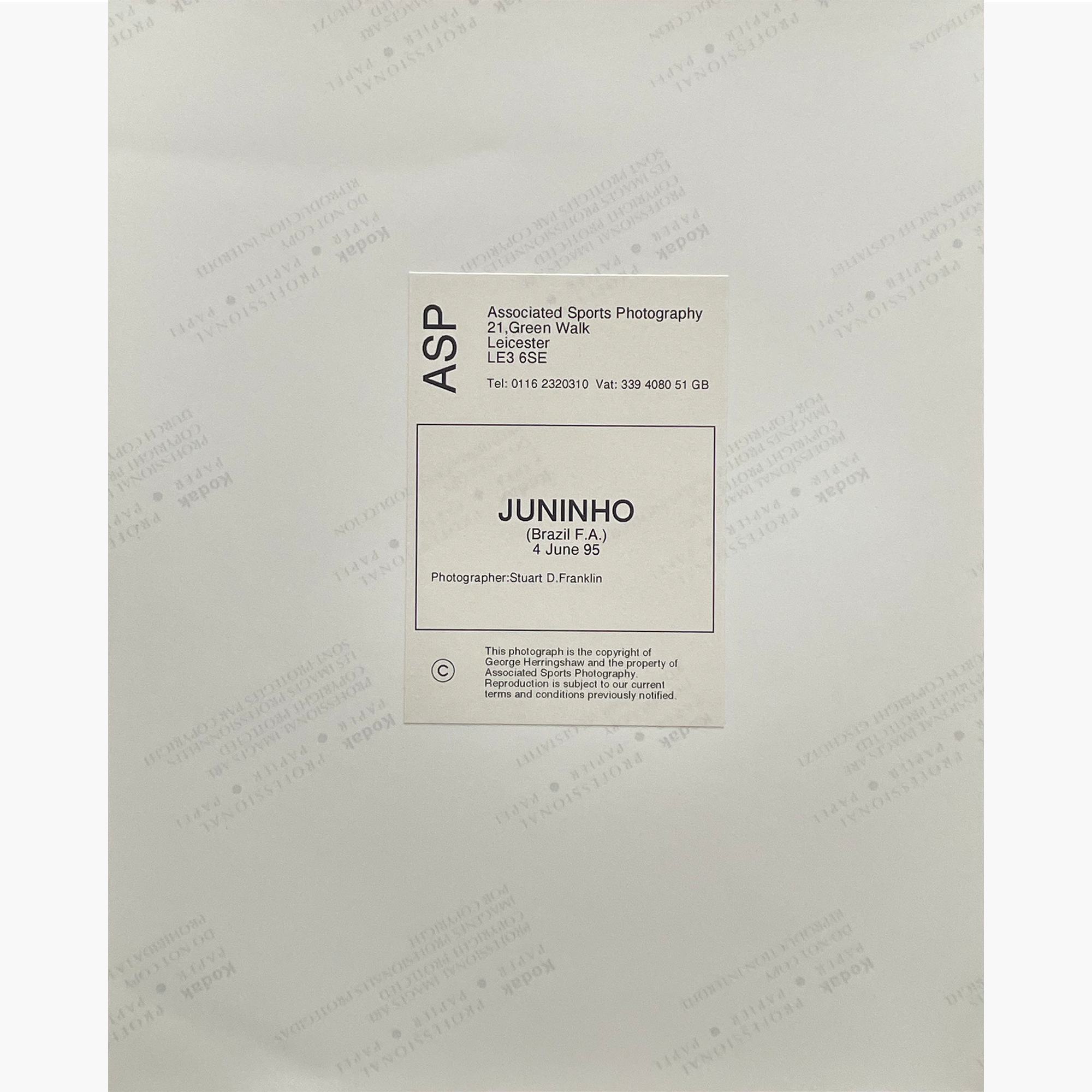 Juninho – Signed 25.5cm x 20cm Colour Action Press Photo