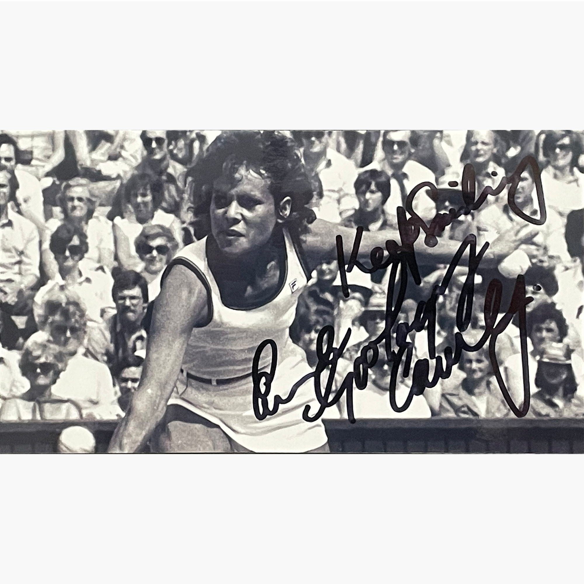 Evonne Goolagong Cawley - Signed 21cm x 11.8cm Black & White Photo