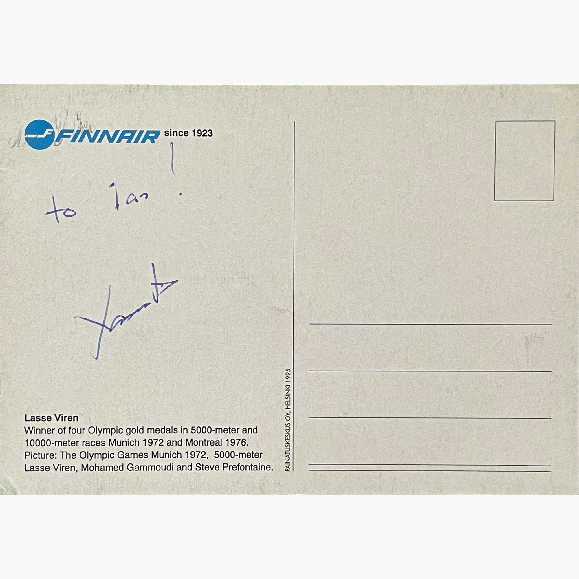 Lasse Virén – Signed 14.8cm x 10.4cm Black & White Action Postcard