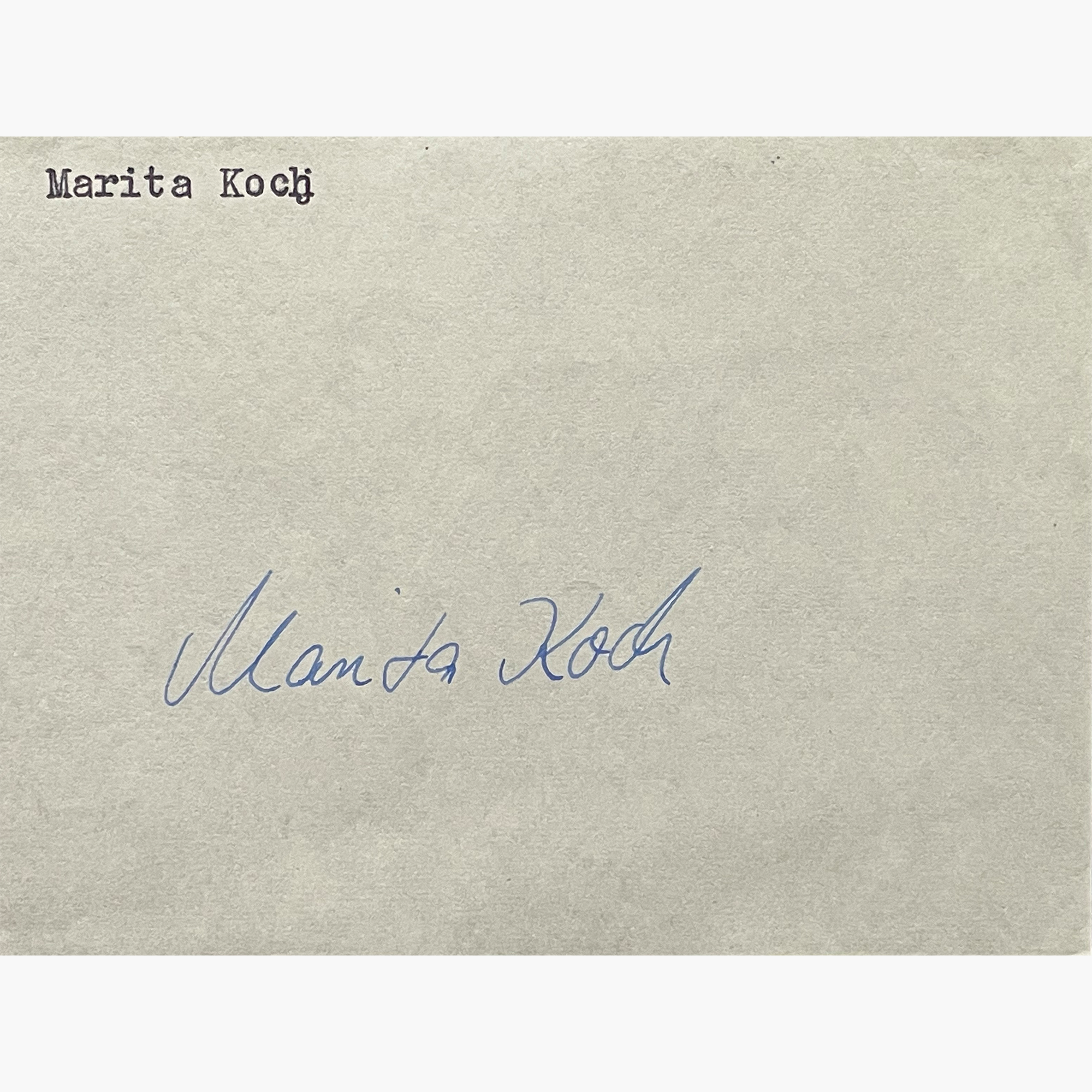 Marita Koch – Signed 12cm x 9cm Slip Of Paper
