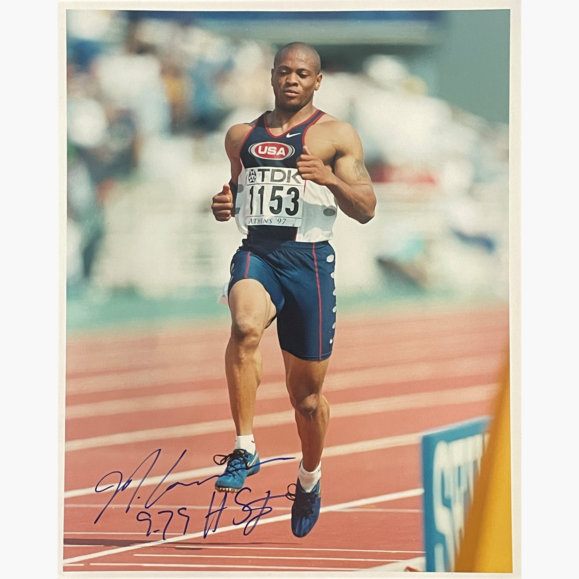 Maurice Greene – Signed 25.3cm x 20.2cm Colour Action Press Photo