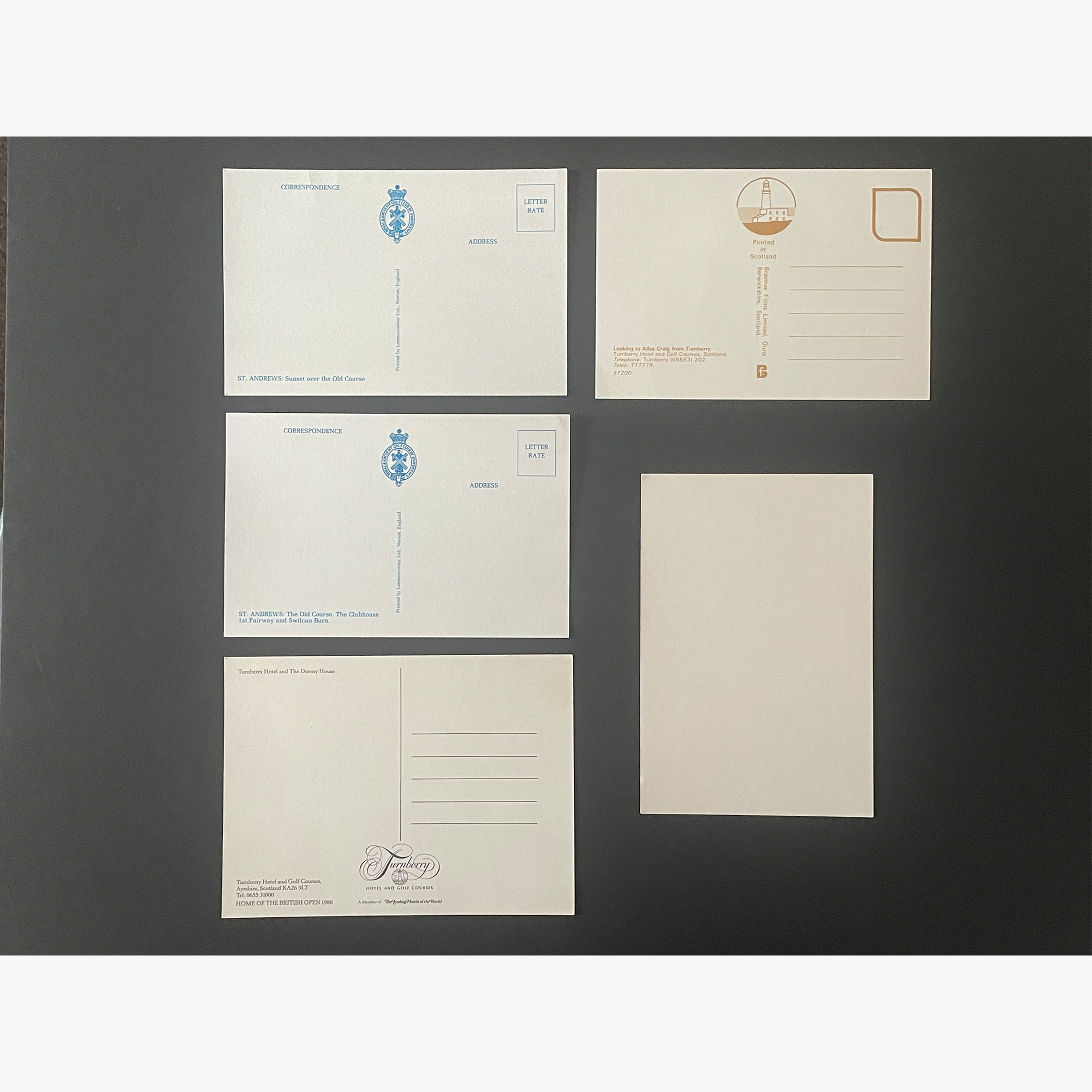 Set of Open Championship Golf Postcards – St Andrews, Turnberry & Royal Troon
