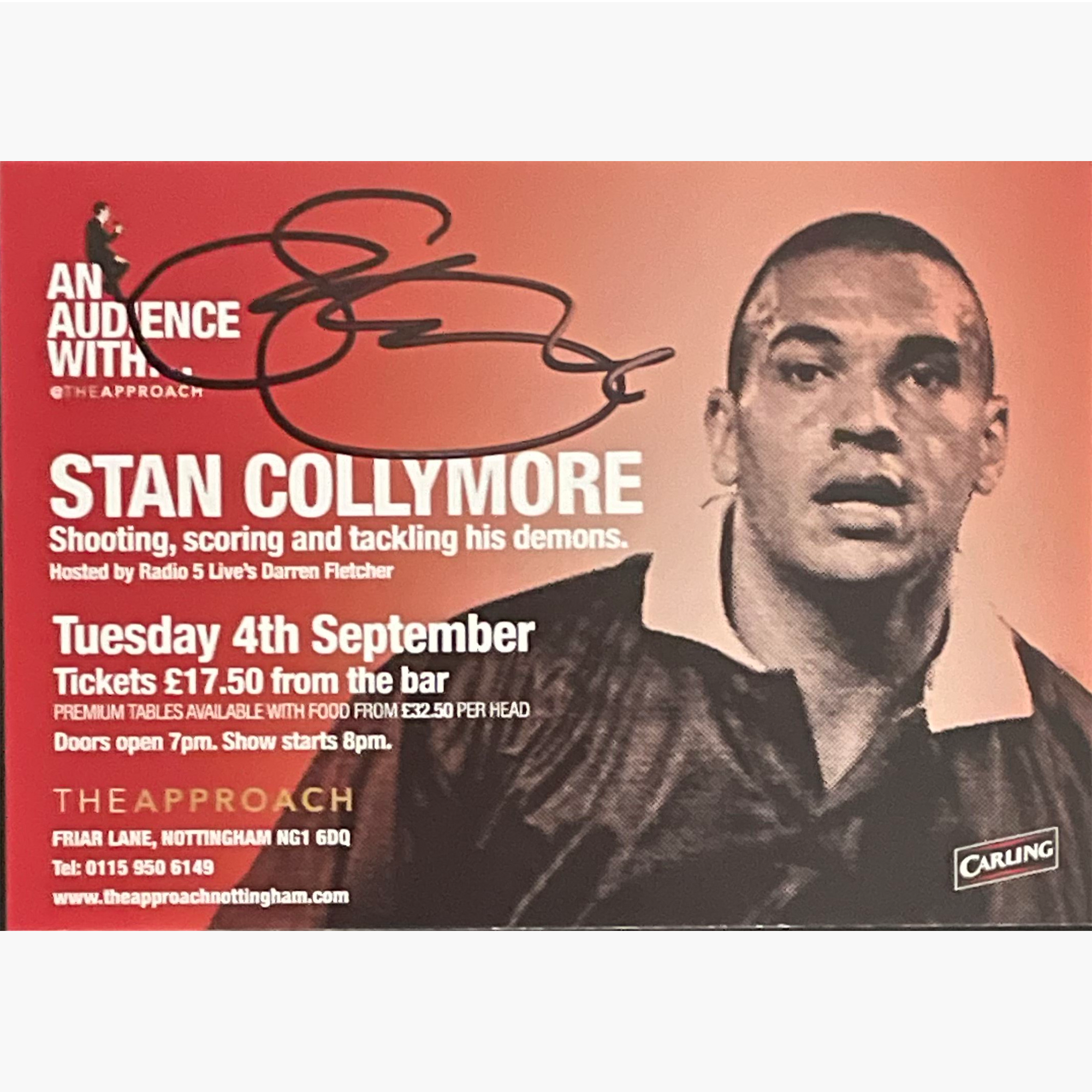 Stan Collymore – Signed 14.5cm x 10.3cm 'An Audience With' Card