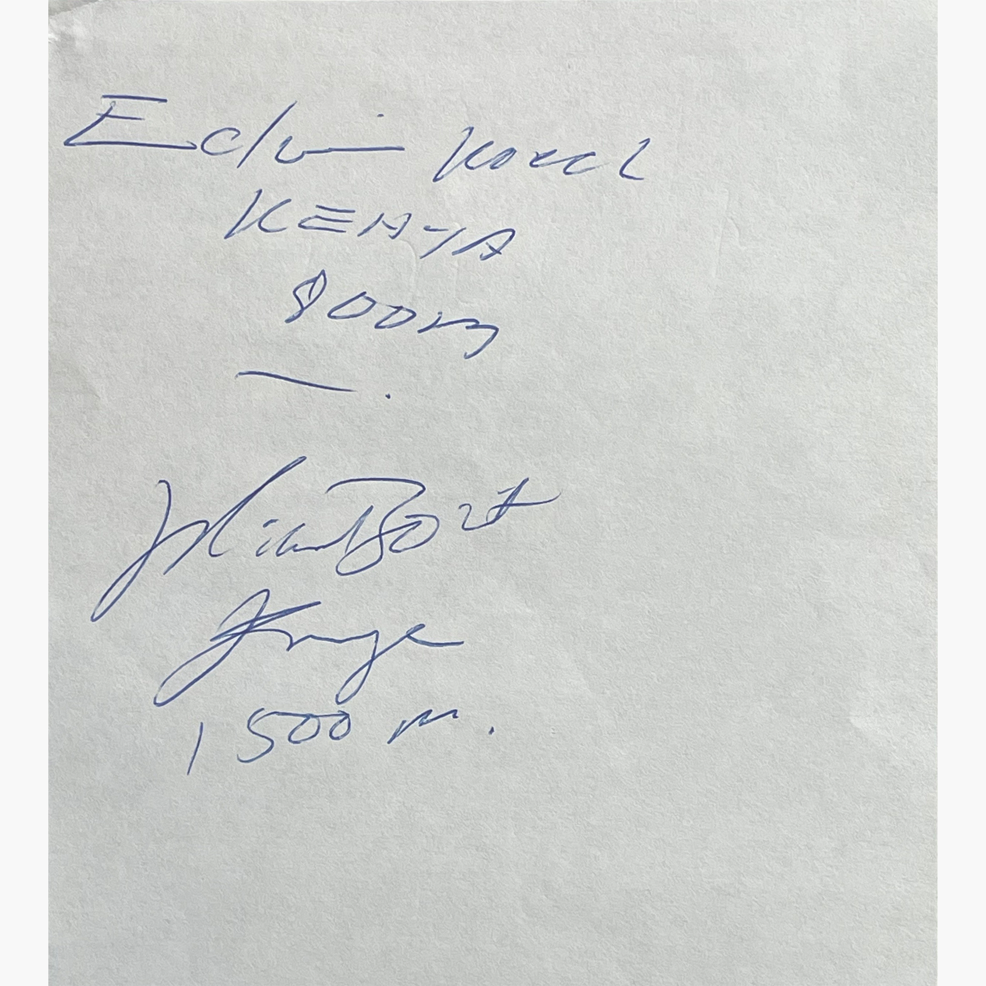 Mike Boit & Edwin Koech – Signed 13cm x 13cm Slip Of Paper