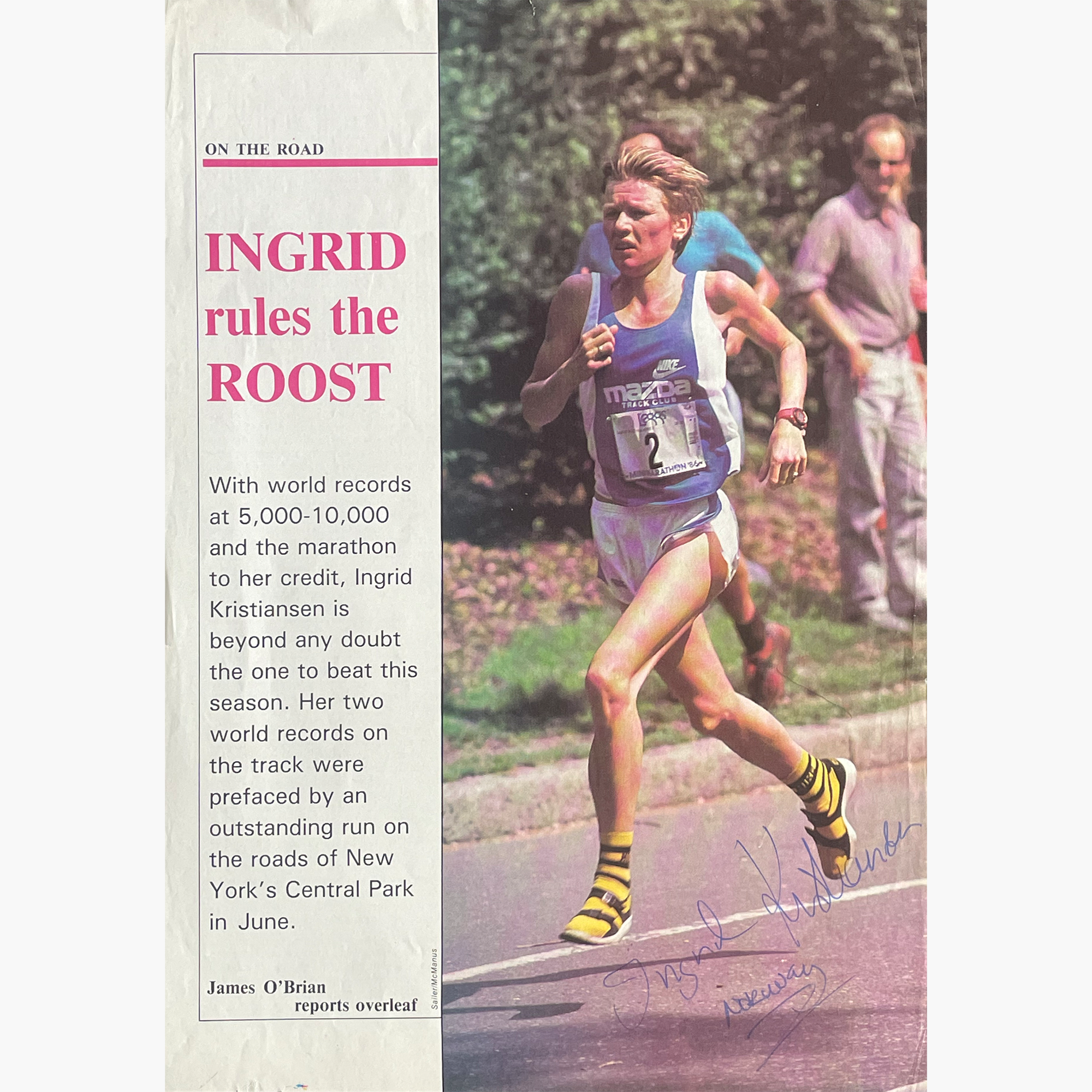 Ingrid Kristiansen – Signed 29.5cm x 21cm Colour Action Magazine Picture