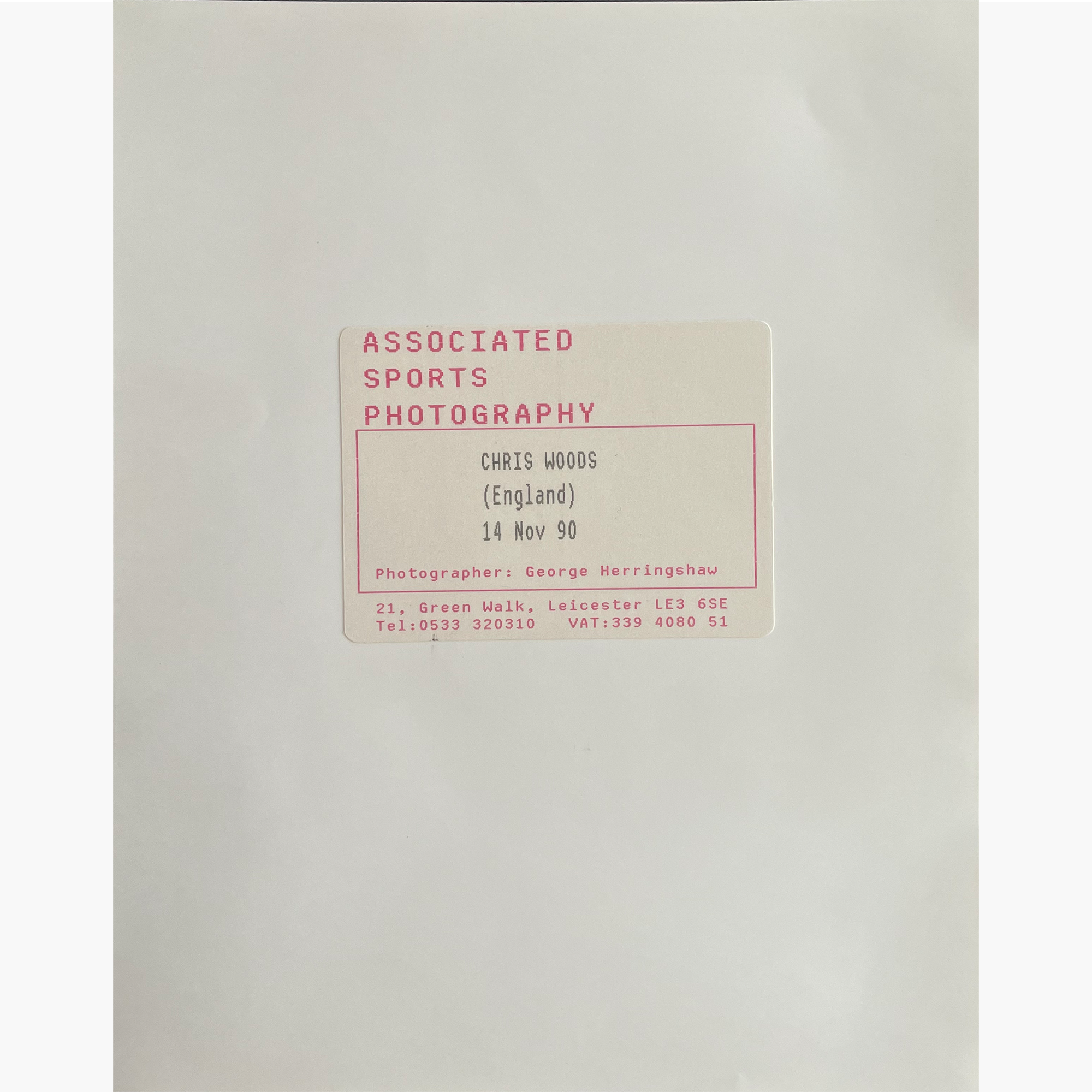 Chris Woods – Signed 25.5cm x 20cm Black & White Action Press Photo