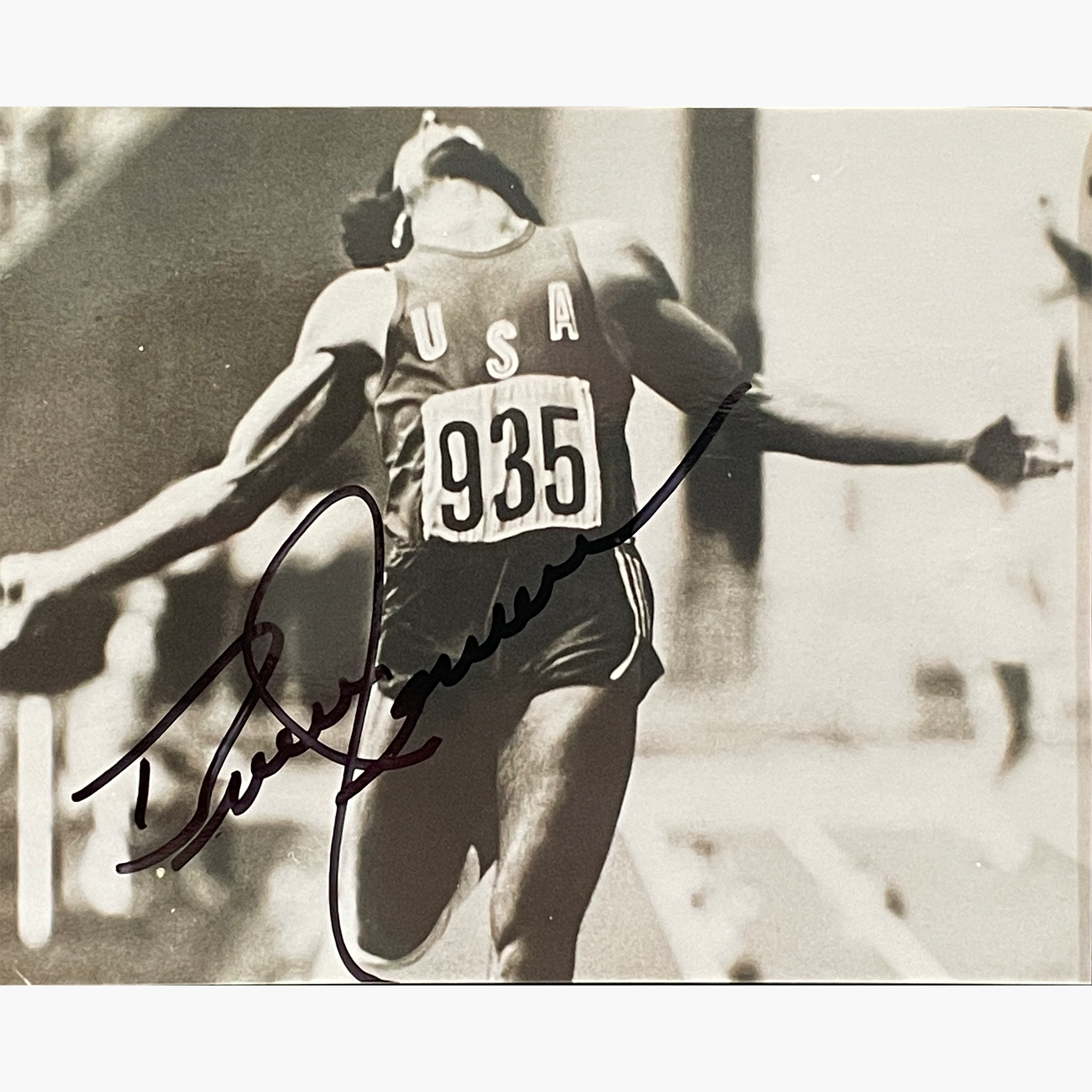 Bruce Jenner – Signed 15cm x 12cm Black & White Action Photo