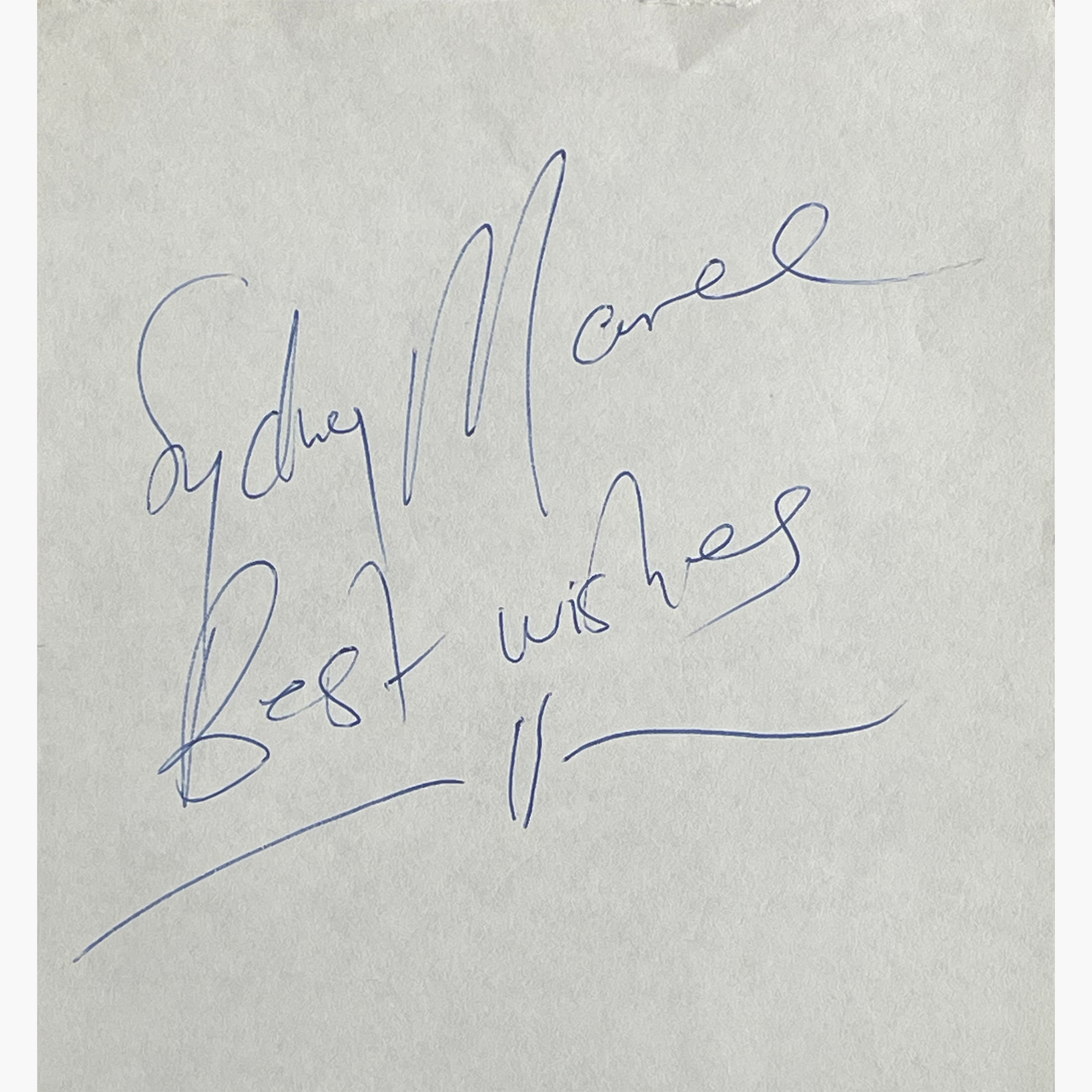 Sydney Maree – Signed 15cm x 12.7cm Slip Of Paper