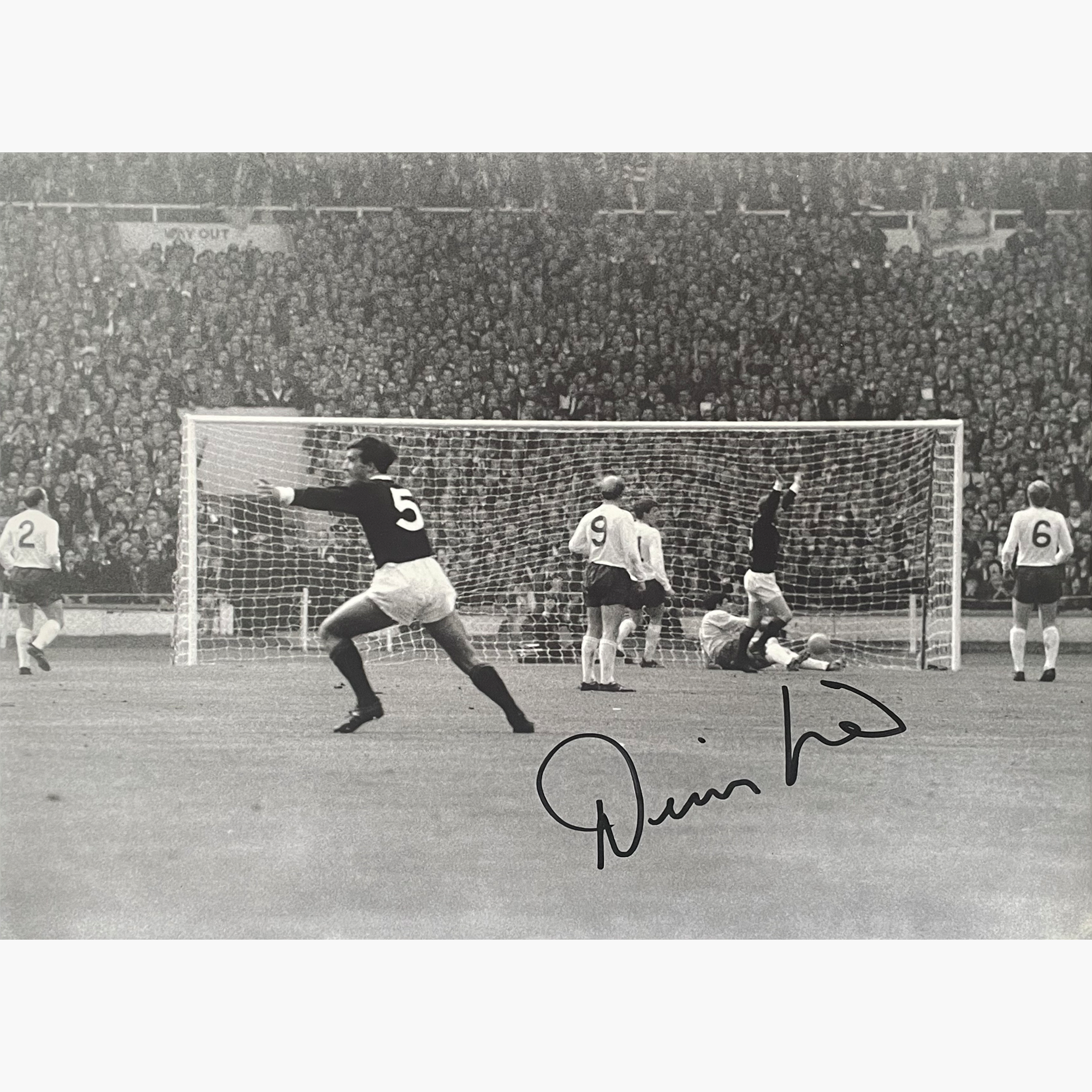 Denis Law – Signed 40.8cm x 30.5cm Black & White Action Photo