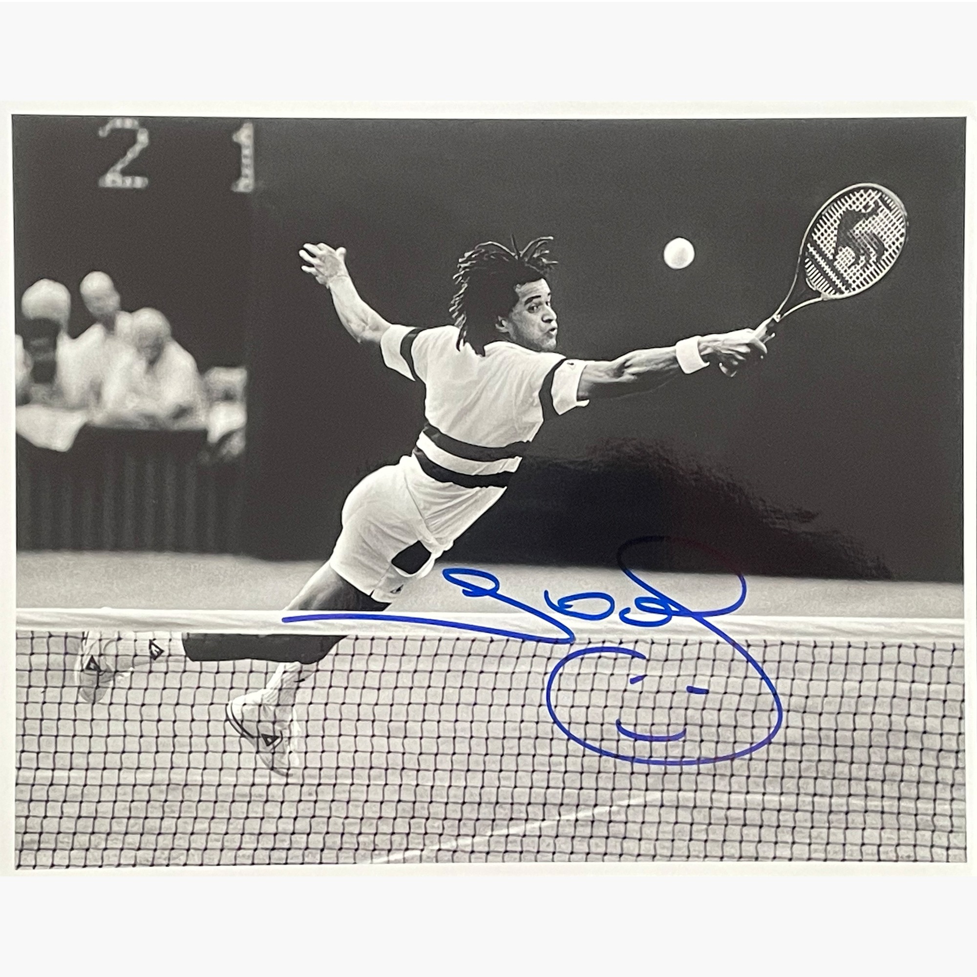 Yannick Noah - Signed 25.5cm x 20.3cm Black & White Action Photo
