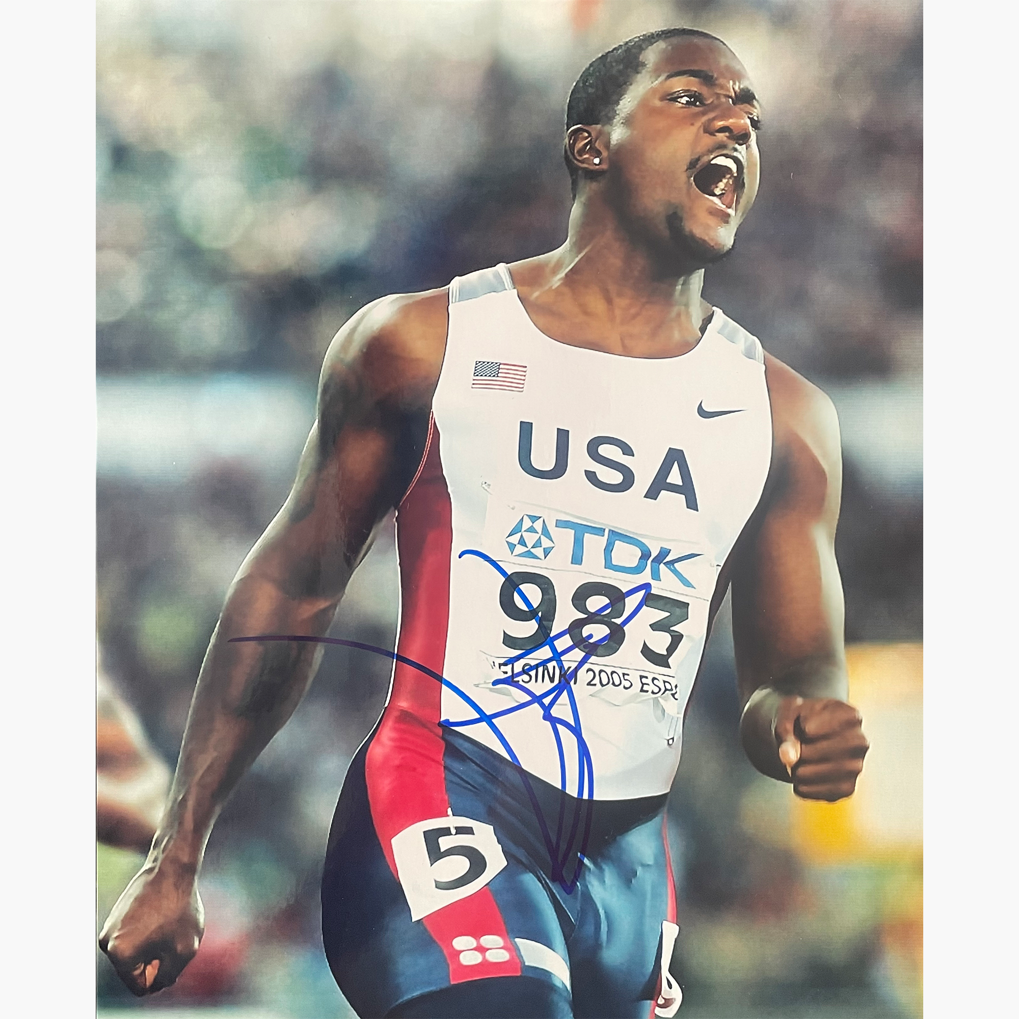 Justin Gatlin – Signed 24.5cm x 20cm Colour Photo