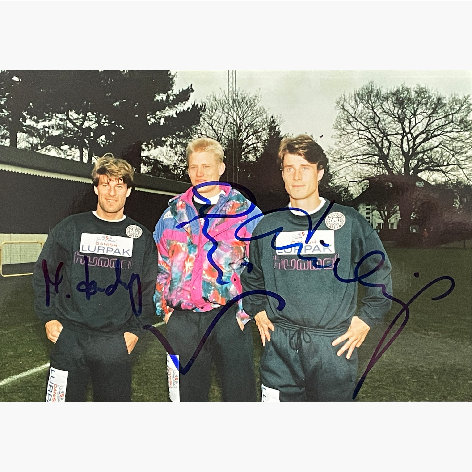Peter Schmeichel & Laudrup Brothers – Signed 20.5cm x 14.5cm Colour Photo