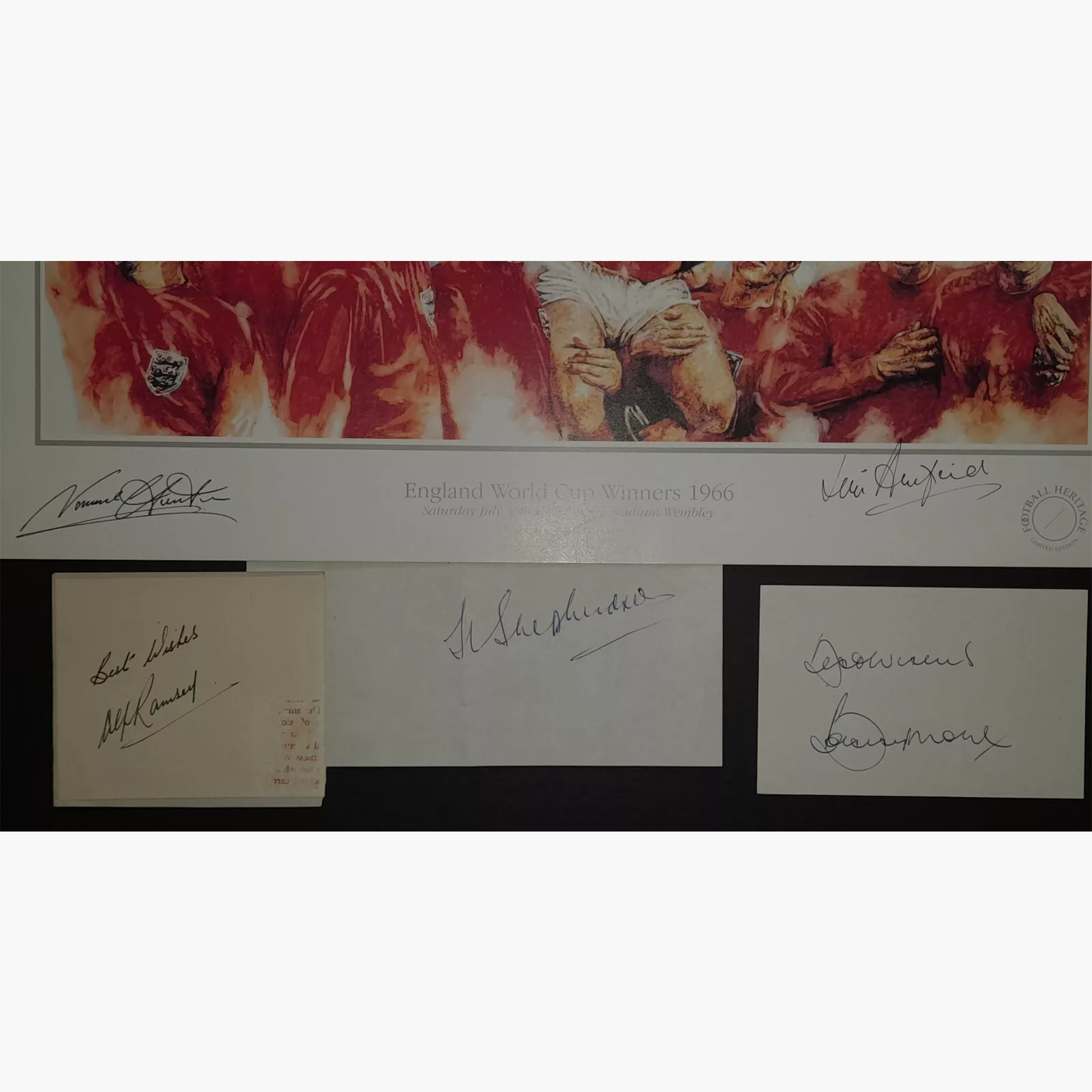 England 1966 World Cup Final Football Heritage Print – Signed by 22 Squad Members + Moore, Ramsey & Staff