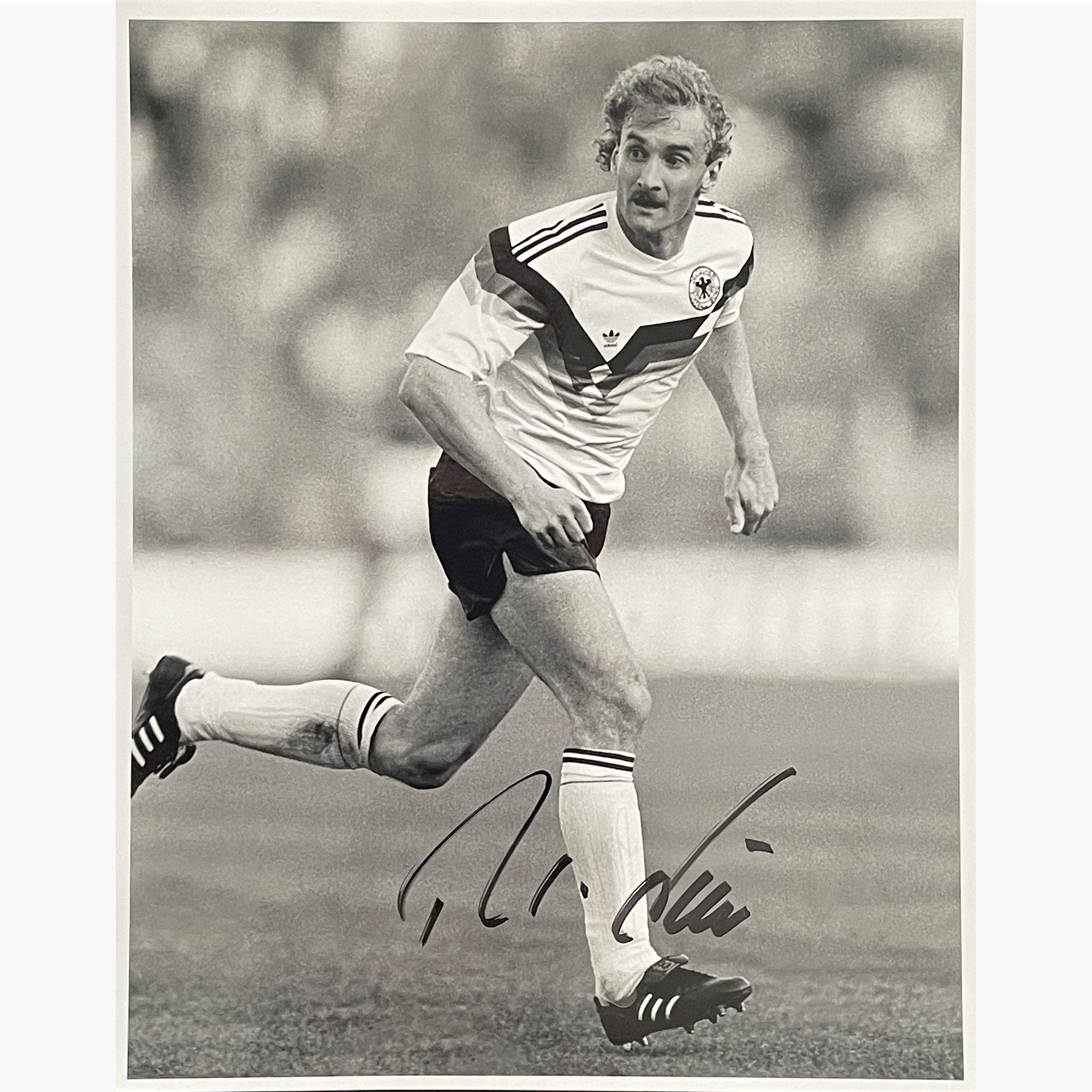 Rudi Voller – Signed 25.5cm x 20cm Black & White Action Press Photo