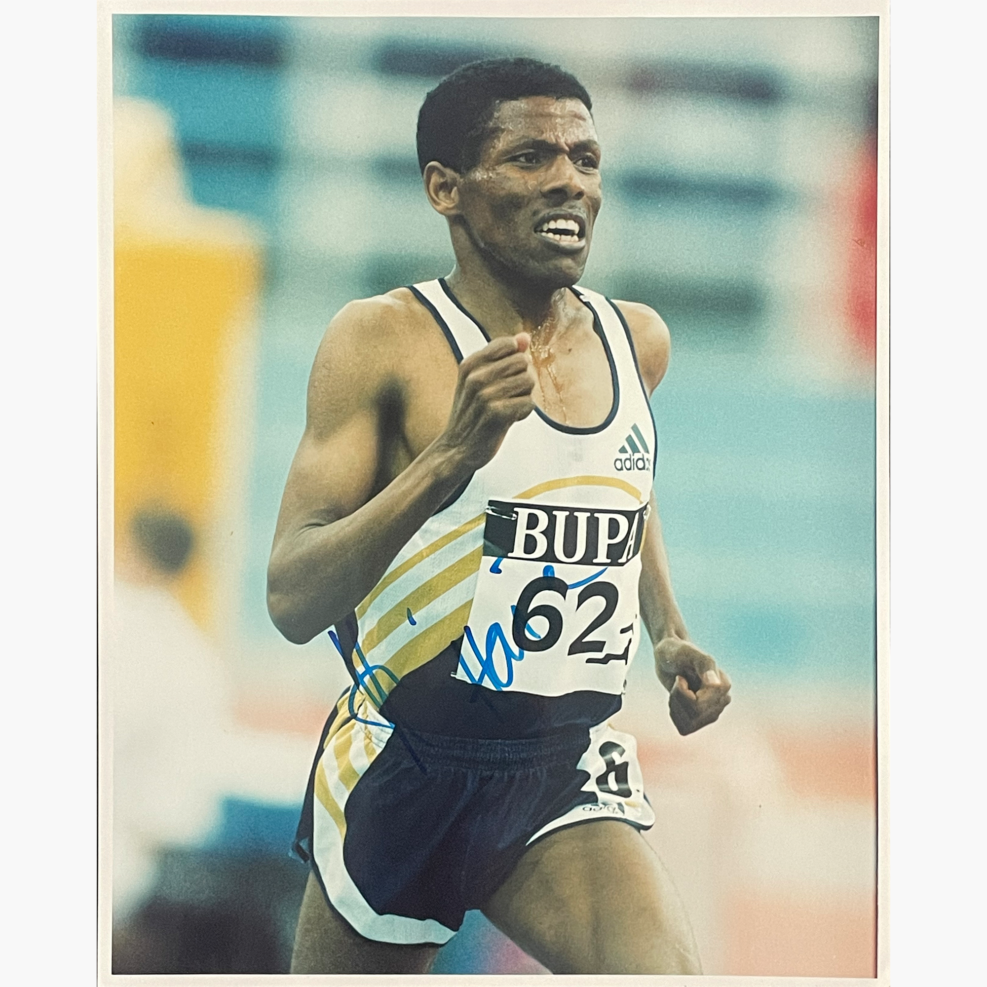 Haile Gebrselassie – Signed 25.5cm x 20.5cm Colour Action Press Photo