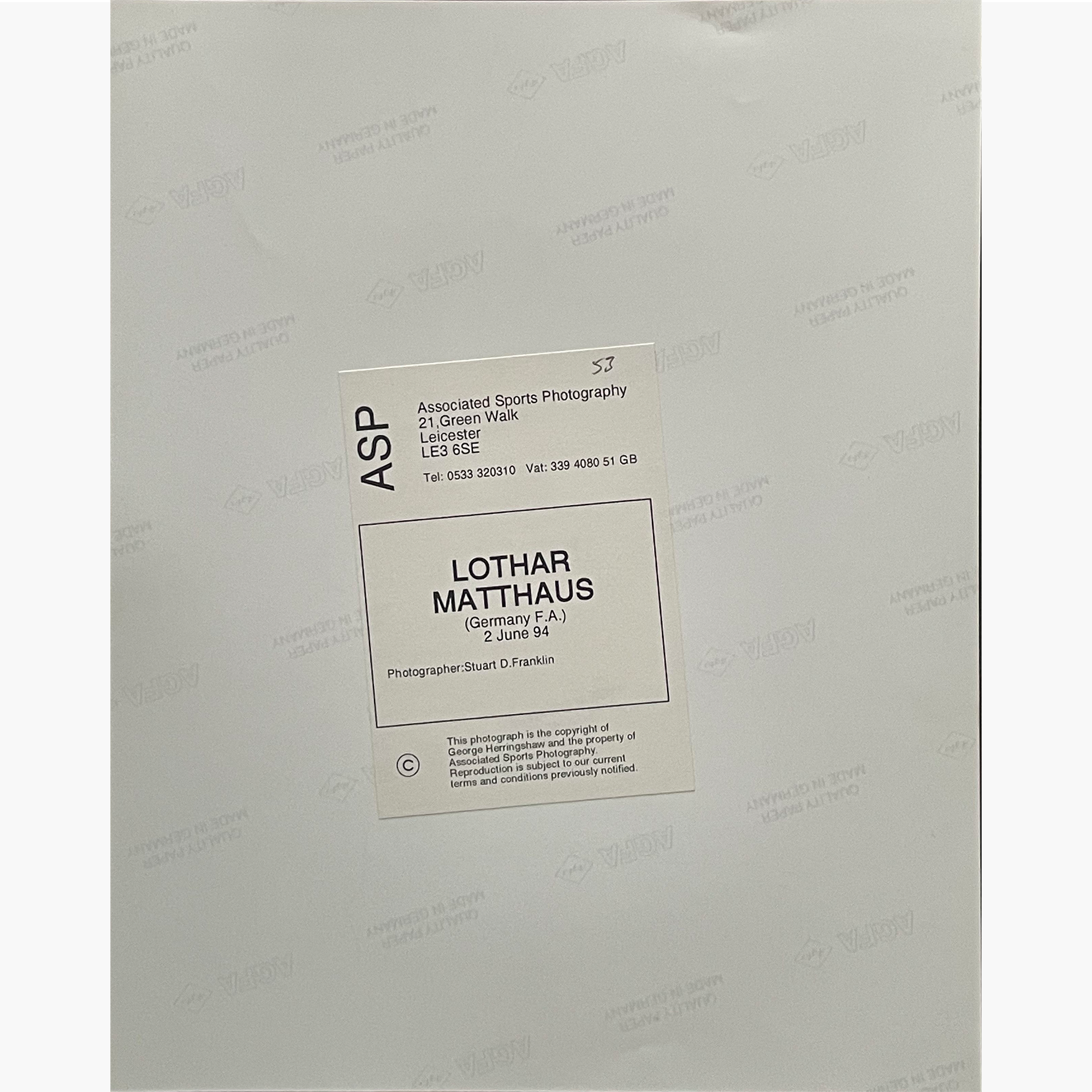 Lothar Matthaus – Signed 25.5cm x 18.5cm Colour Action Press Photo