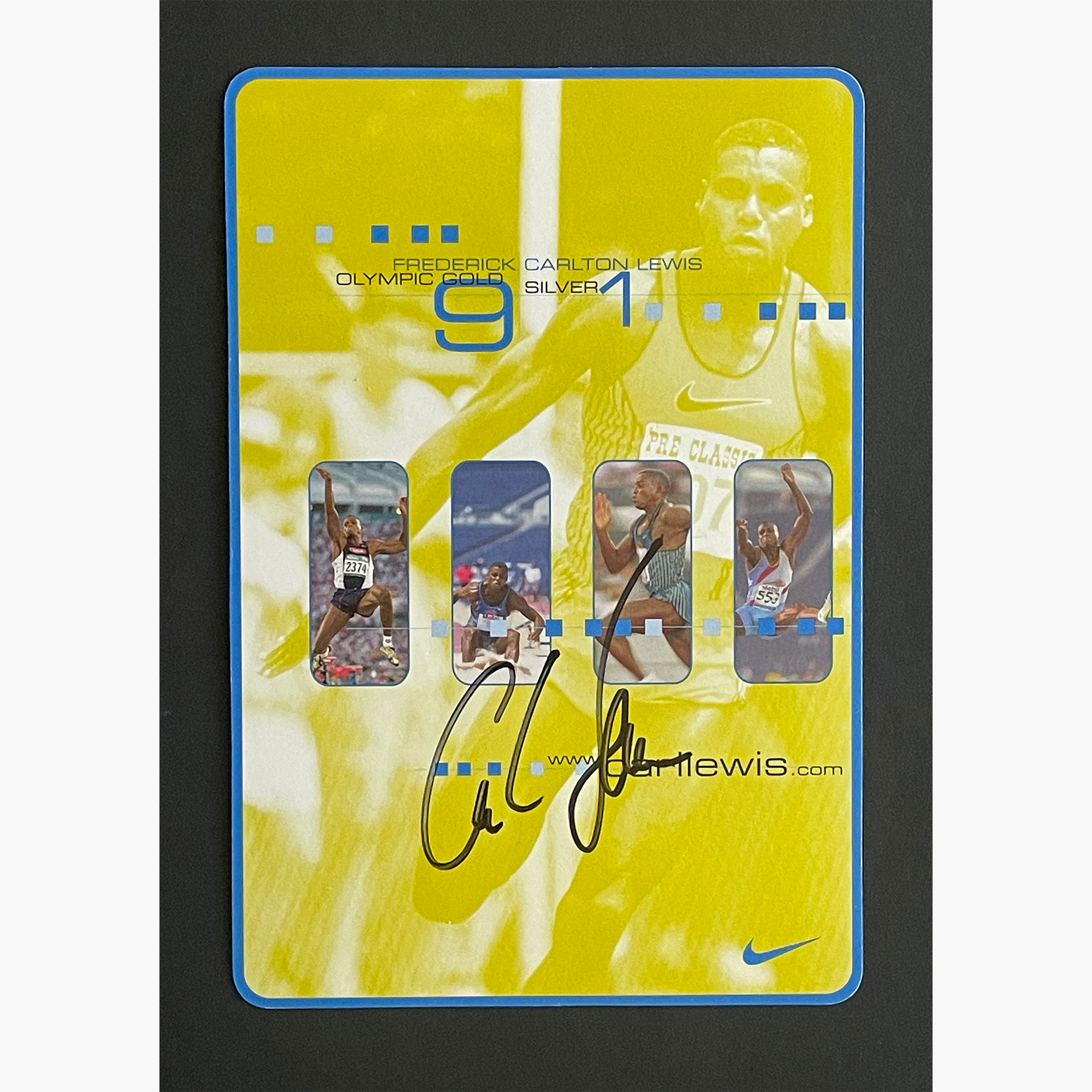 Carl Lewis – Signed 17.6cm x 11.8cm Official Nike Sponsor Card