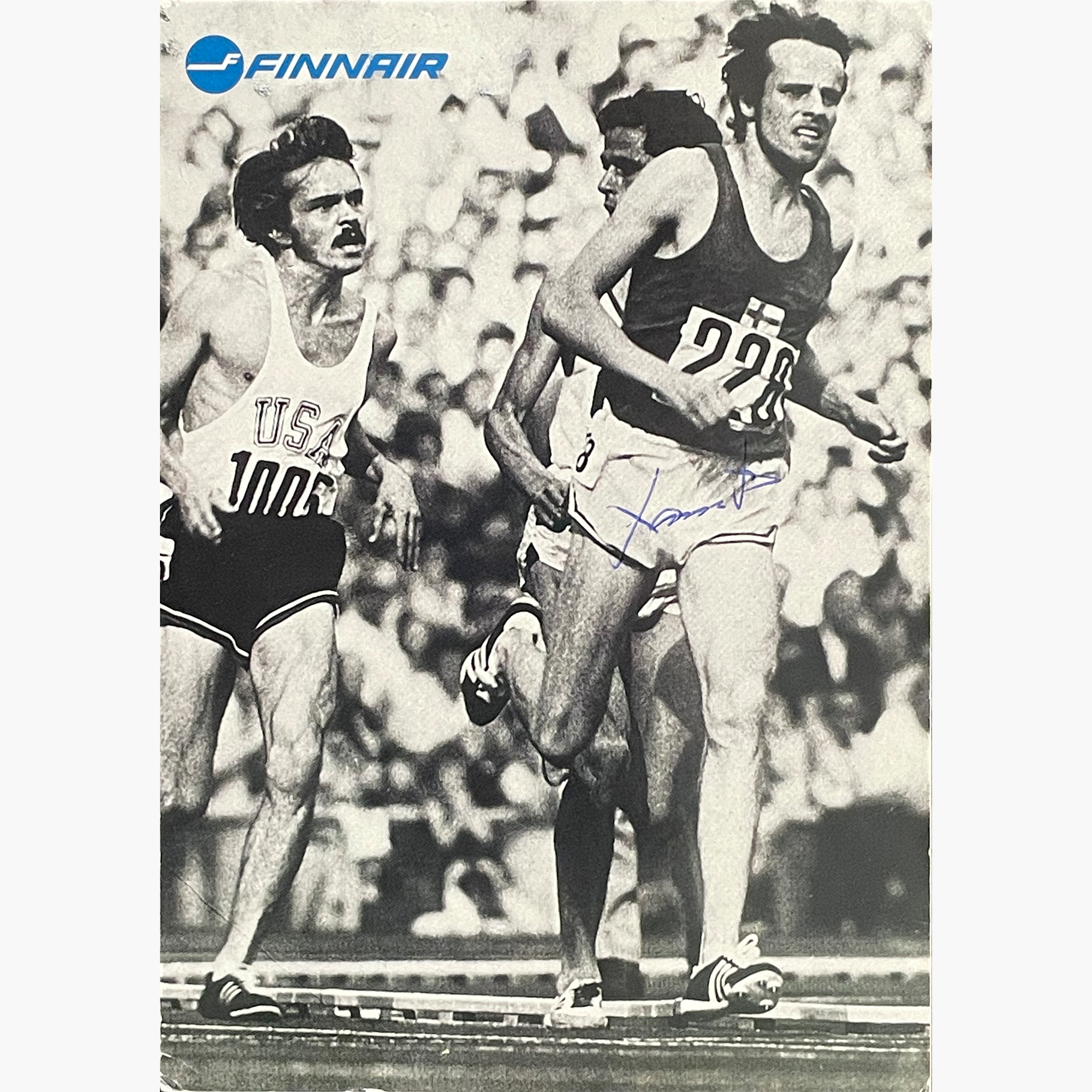 Lasse Virén – Signed 14.8cm x 10.4cm Black & White Action Postcard