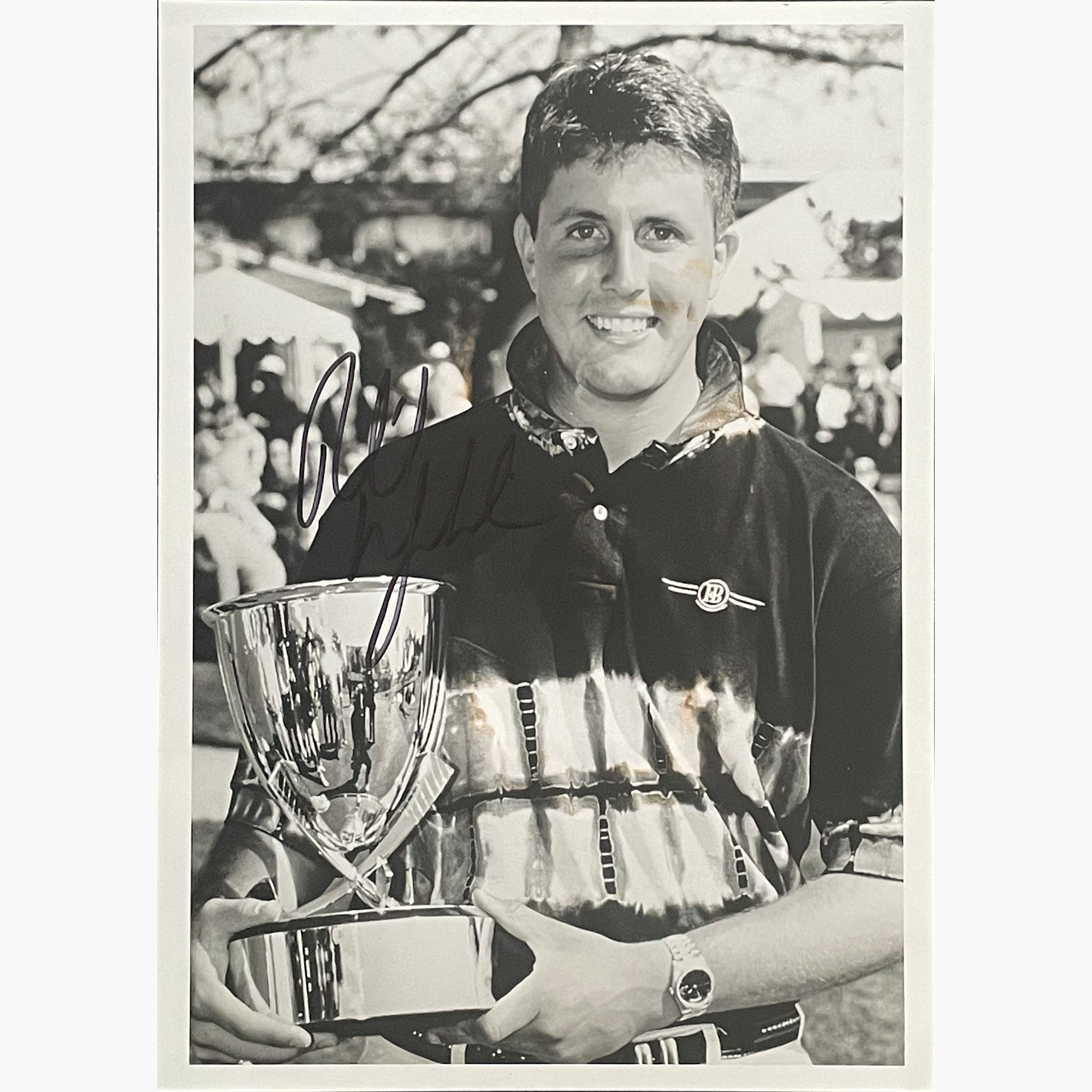 Phil Mickelson - Signed 25.5cm x 18.3cm Black & White Press Photo