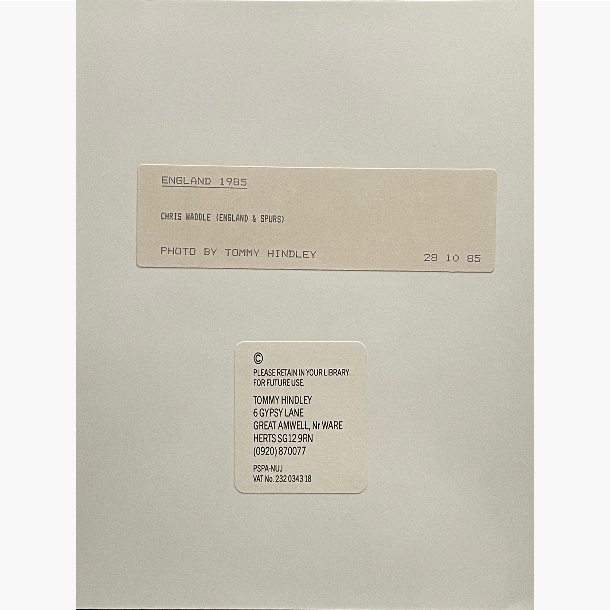 Chris Waddle – Signed 22cm x 17cm Black & White Action Press Photo