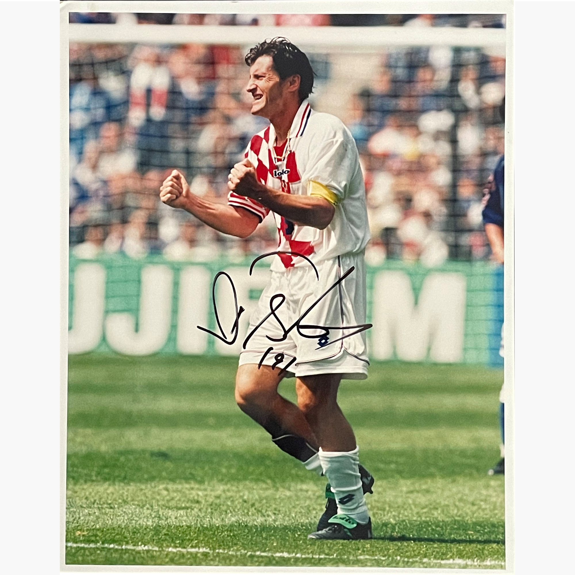 Davor Suker – Signed 25.5cm x 20cm Colour Action Press Photo