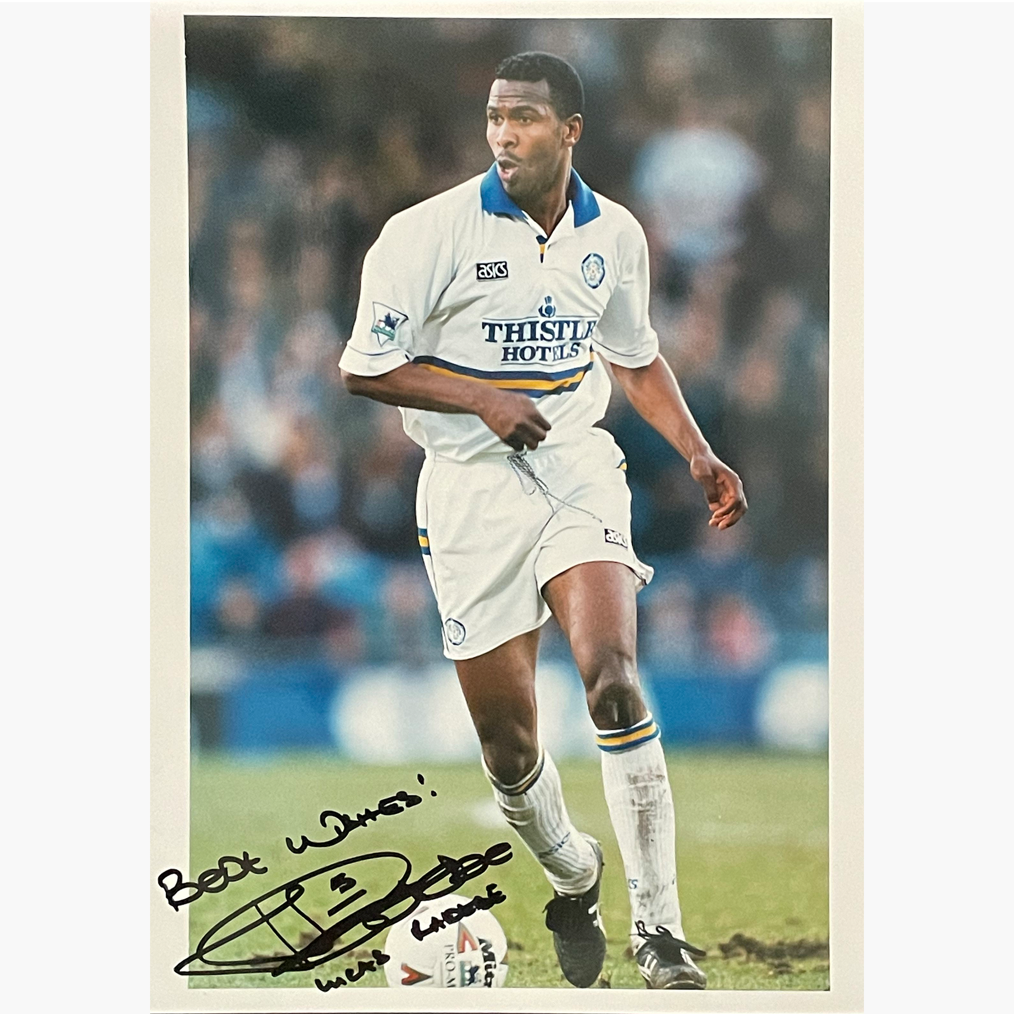 Lucas Radebe – Signed 25cm x 18cm Colour Action Press Photo