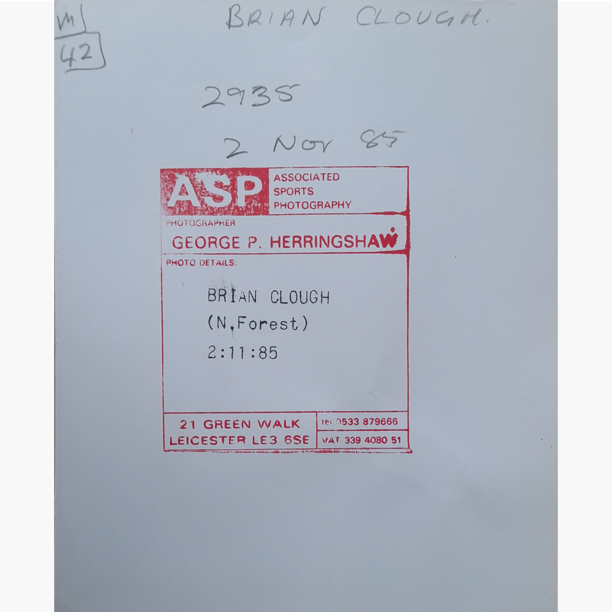 Brian Clough – Signed 10" x 8" Black & White Press Photo