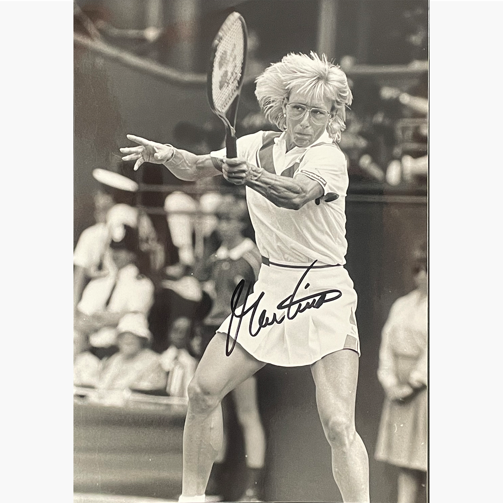Martina Navratilova - Signed 23cm x 16.5cm Black & White Action Press Photo