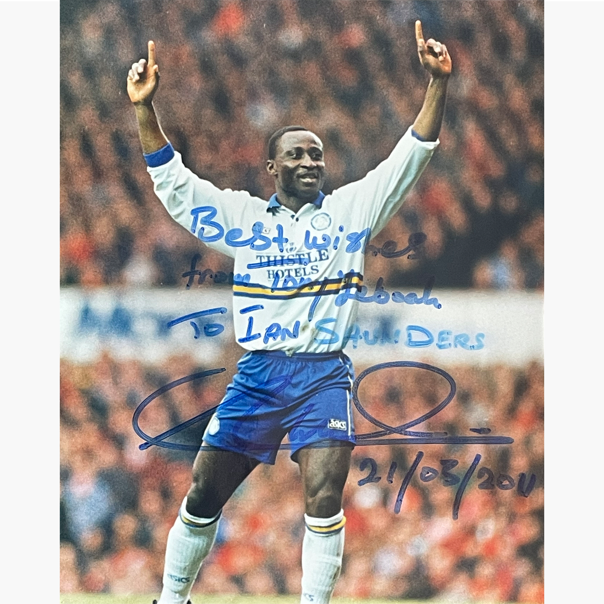 Tony Yeboah – Signed 25cm x 20cm Colour Action Press Photo