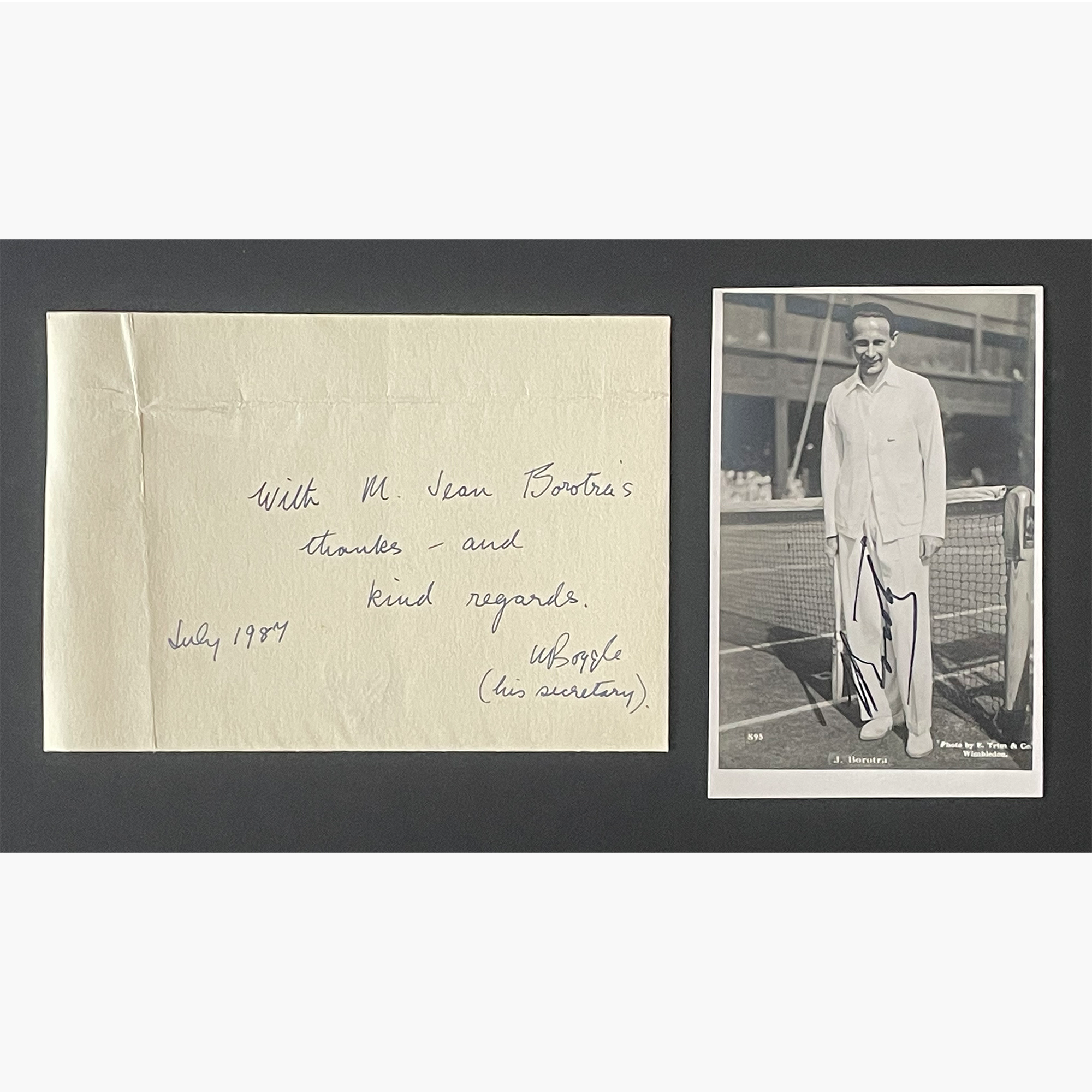 Jean Borotra - Signed 13.5cm x 8.7cm Black & White Postcard