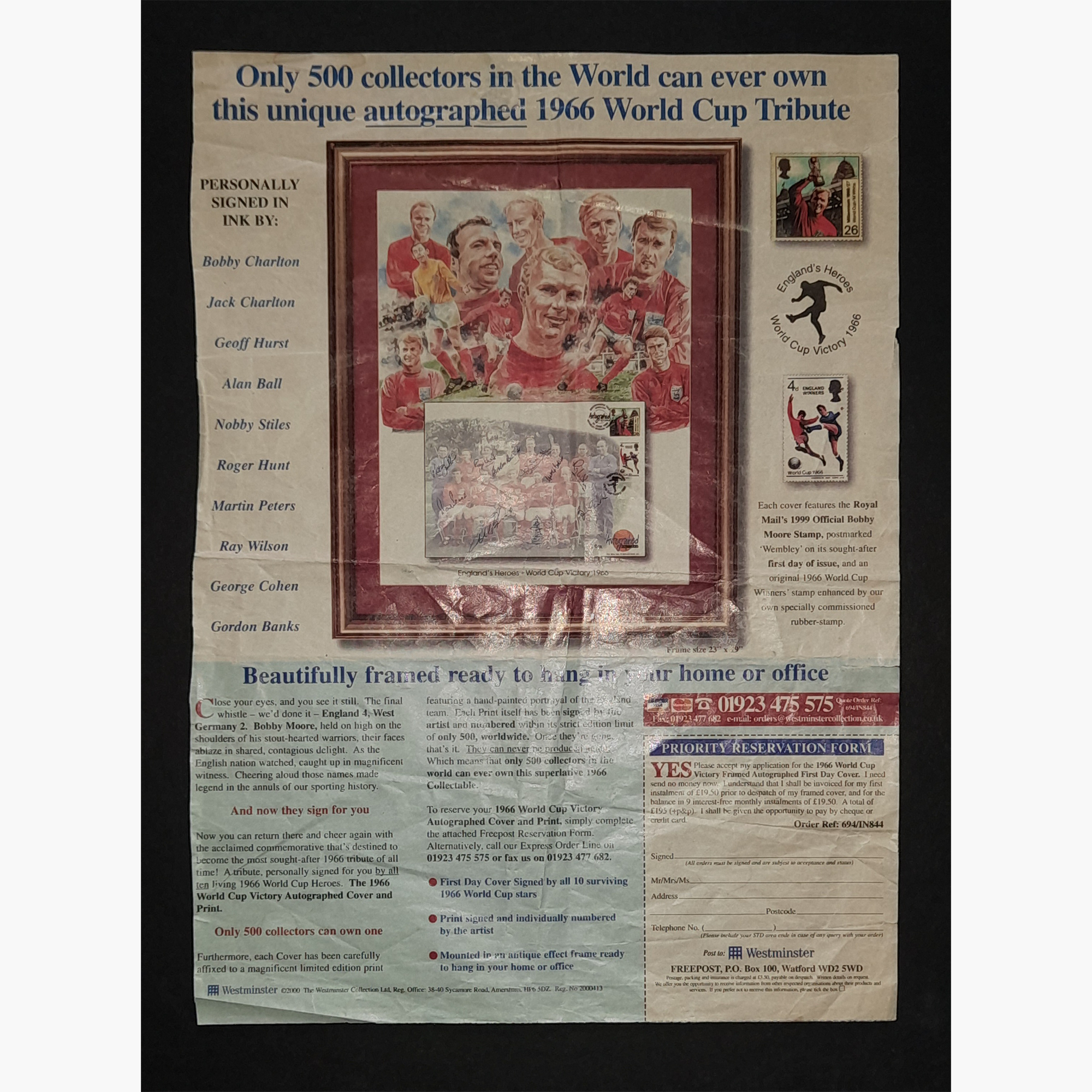 England 1966 World Cup Winning Team – Signed & Framed Limited Edition Display
